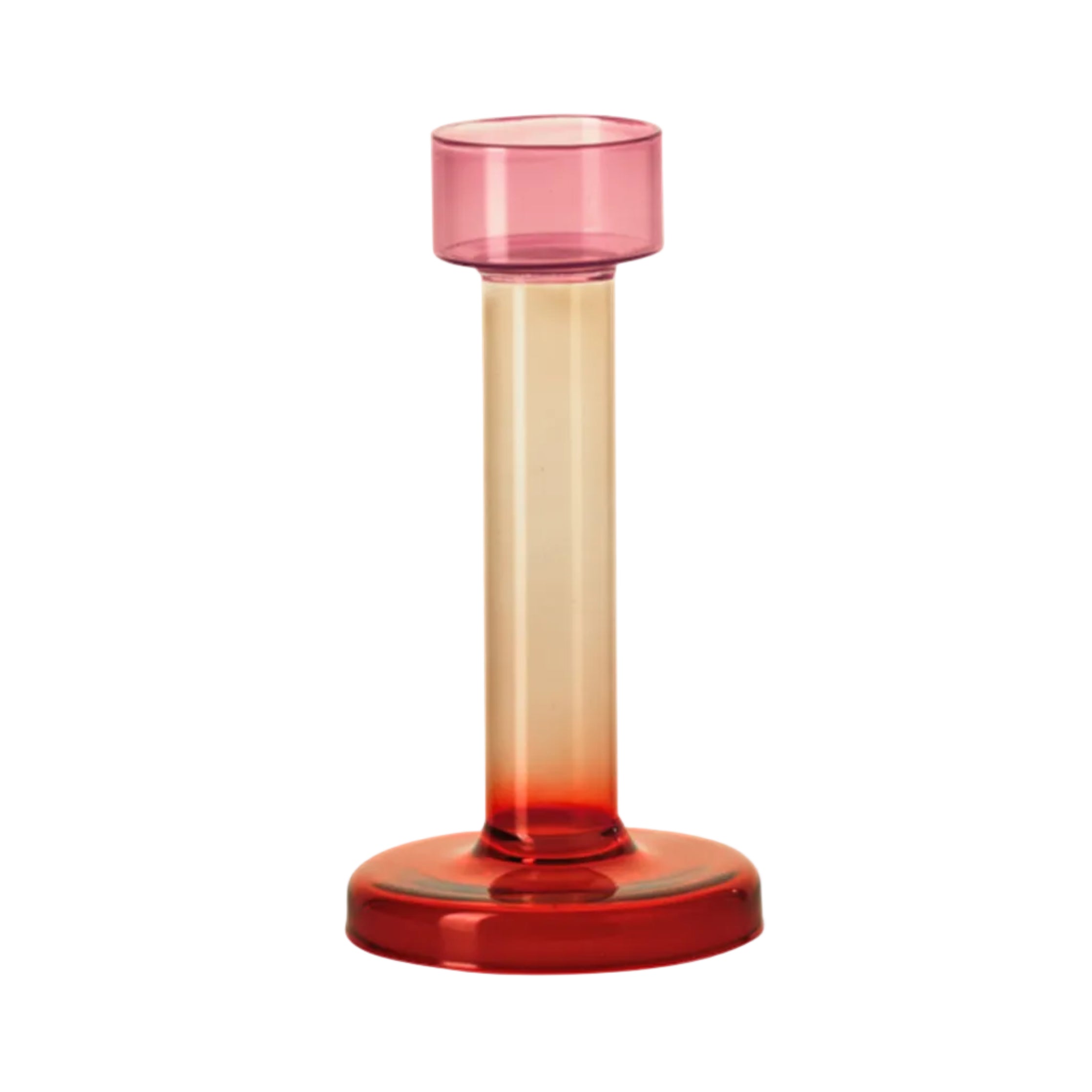 Teelichthalter BOLE rot mit rosa