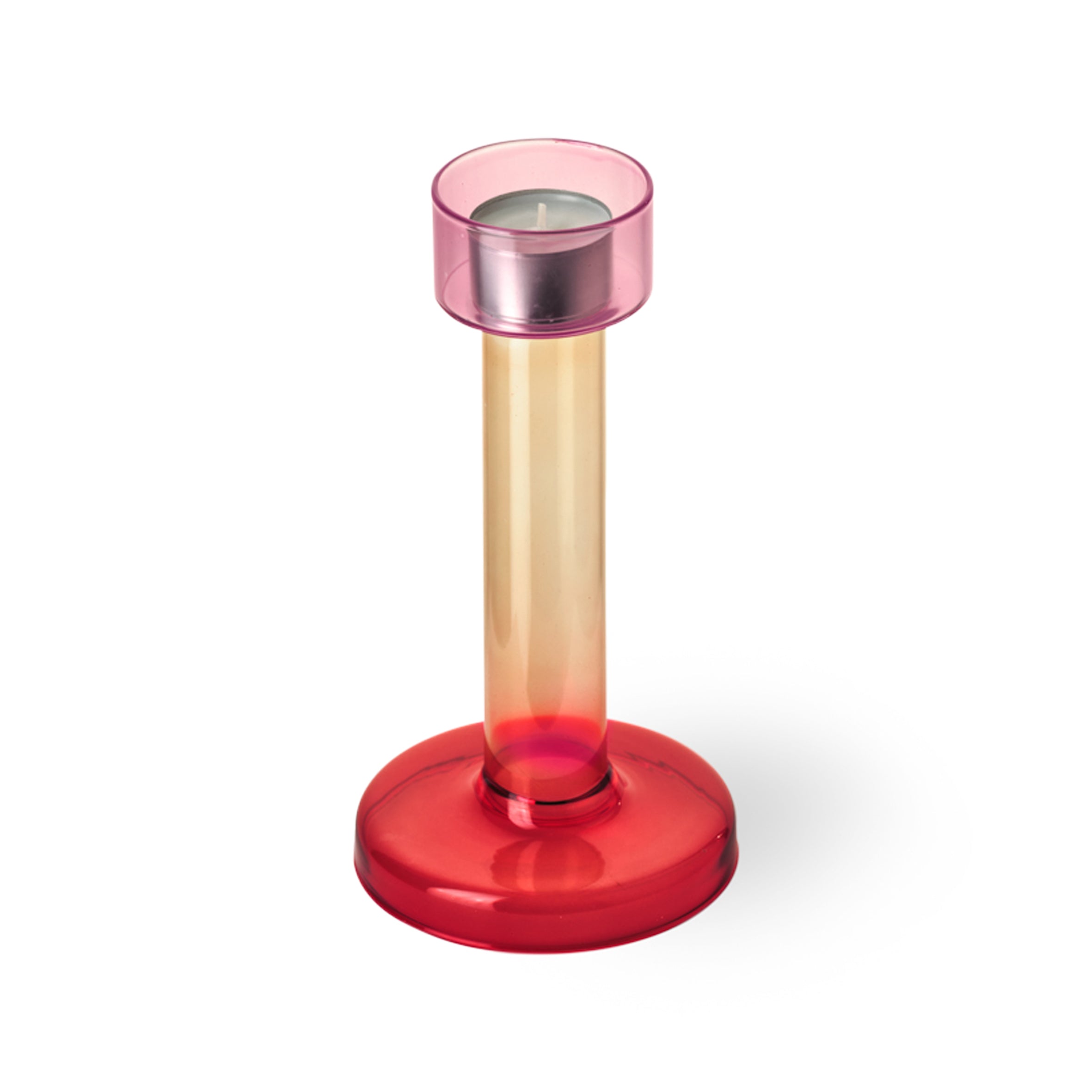 Teelichthalter BOLE rot mit rosa
