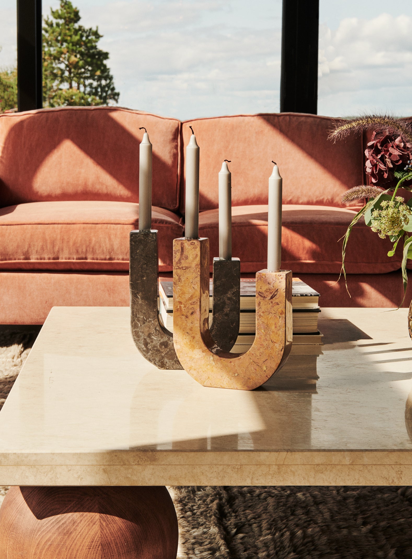 Kerzenhalter ARCO orange Marmor