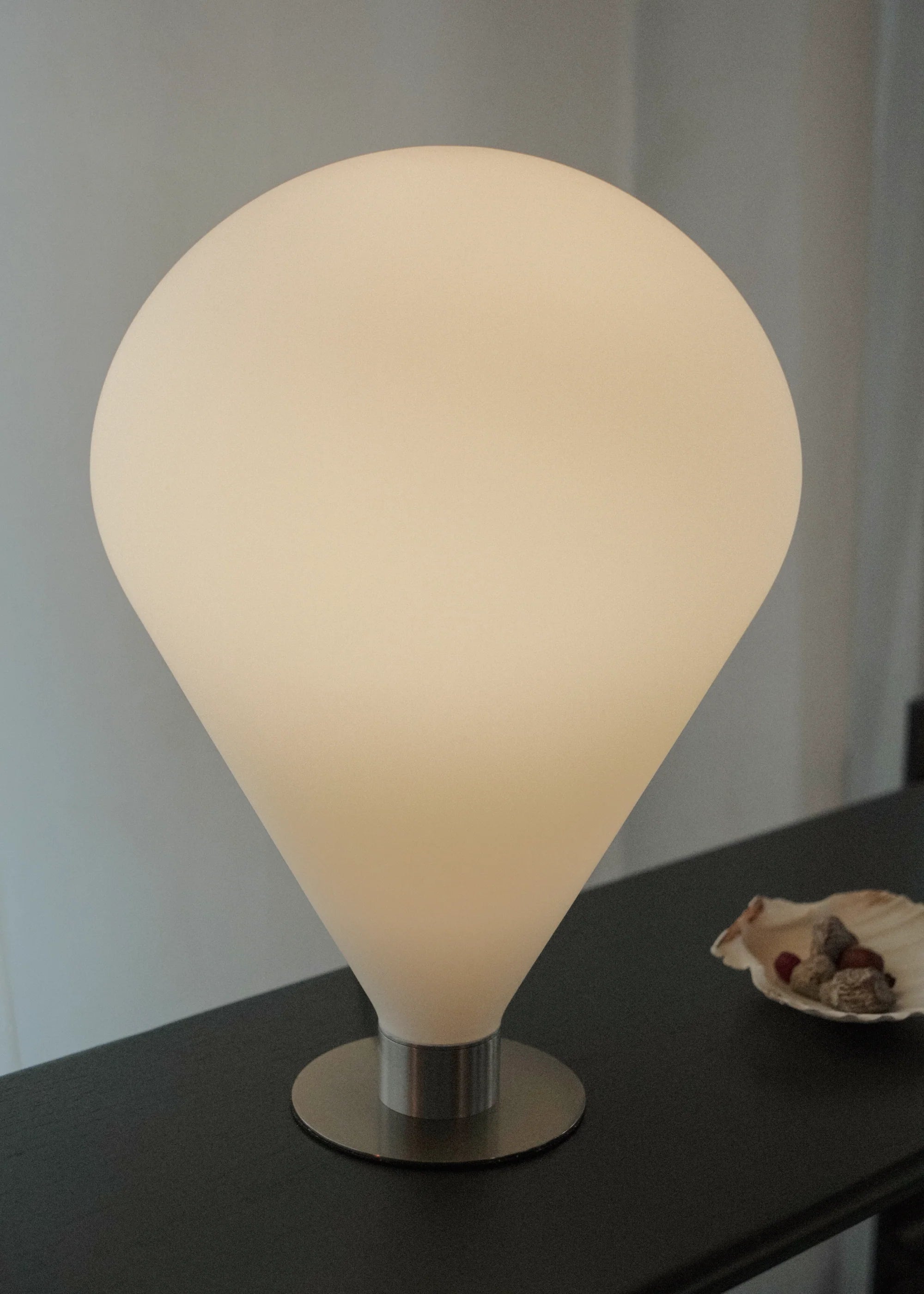 Table lamp ELY white shade with silver base
