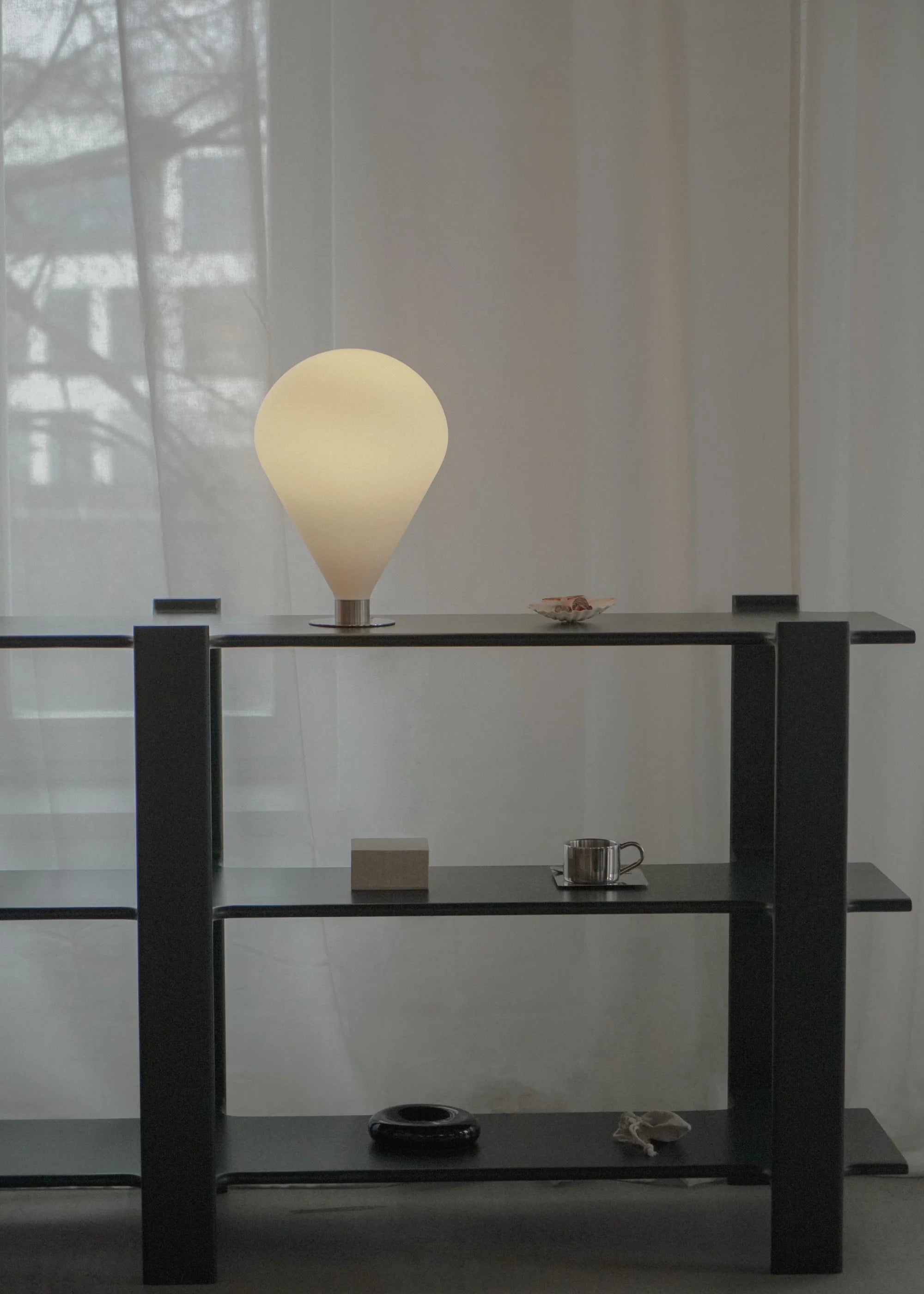 Table lamp ELY white shade with silver base