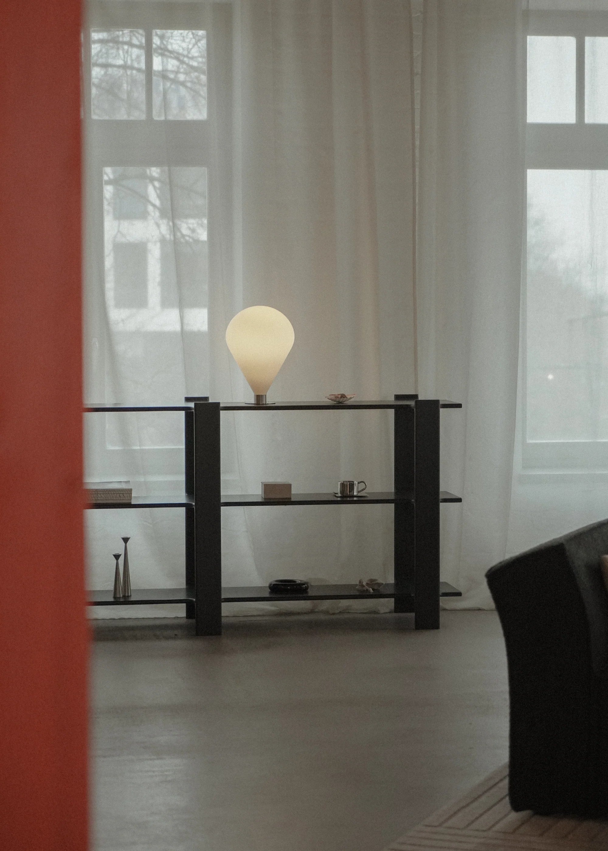 Table lamp ELY white shade with silver base