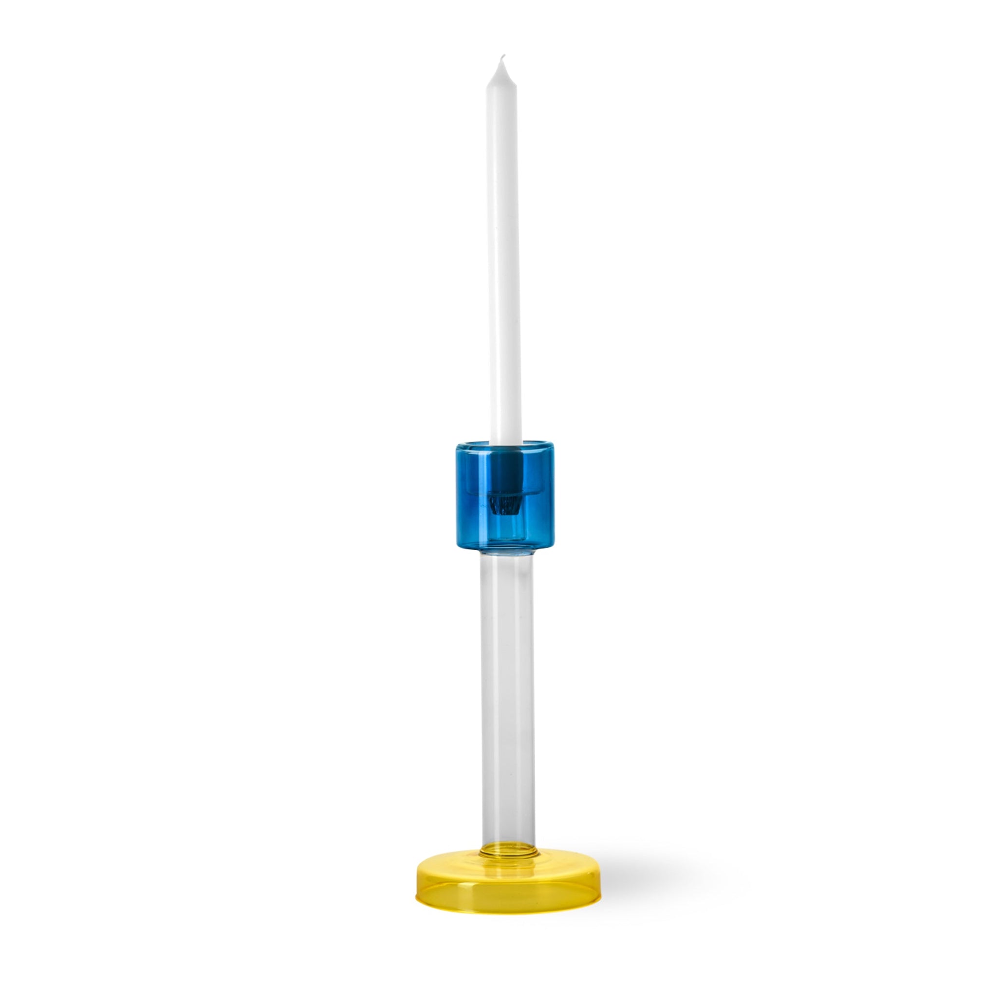 Kerzenhalter BOLE blau mit gelb