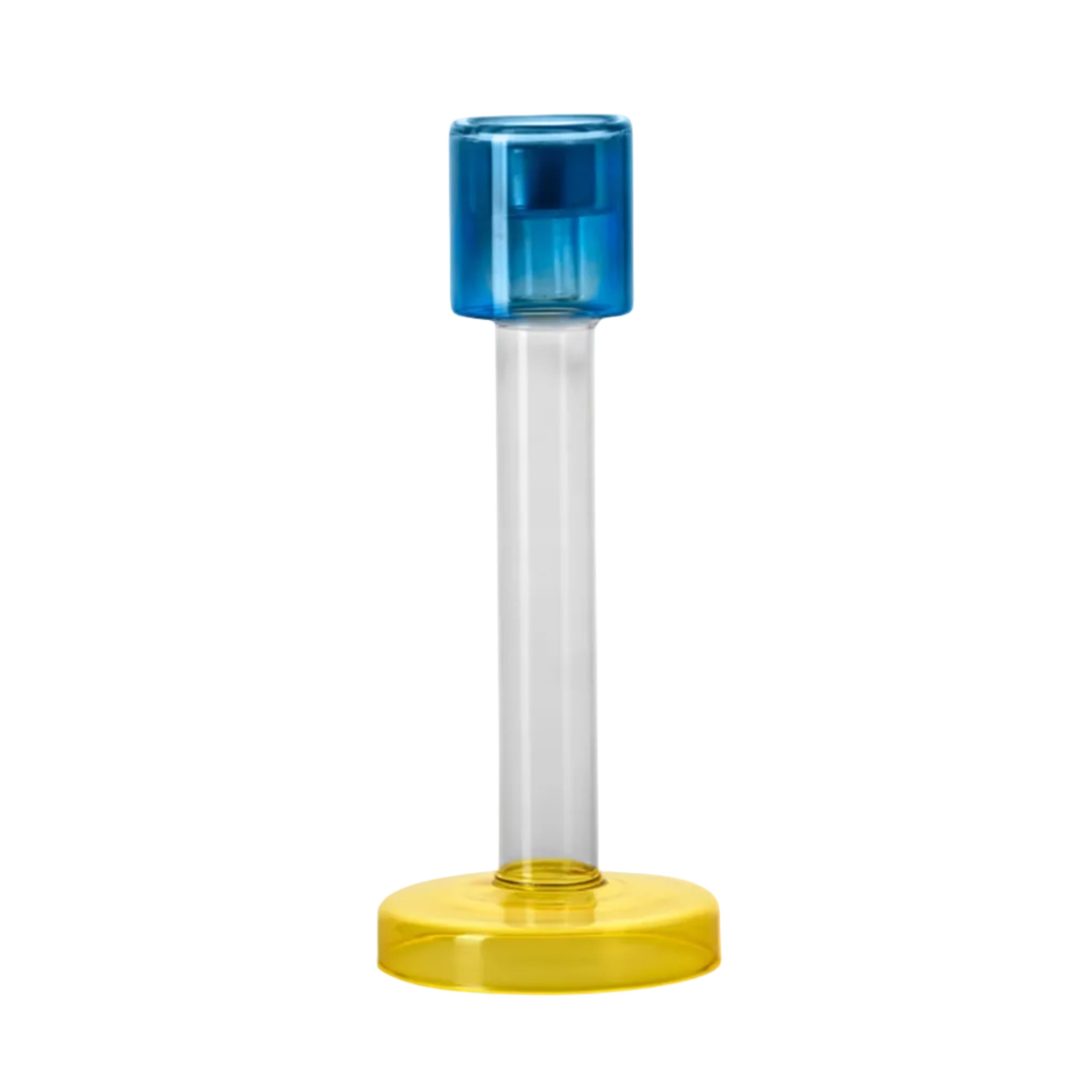 Kerzenhalter BOLE blau mit gelb