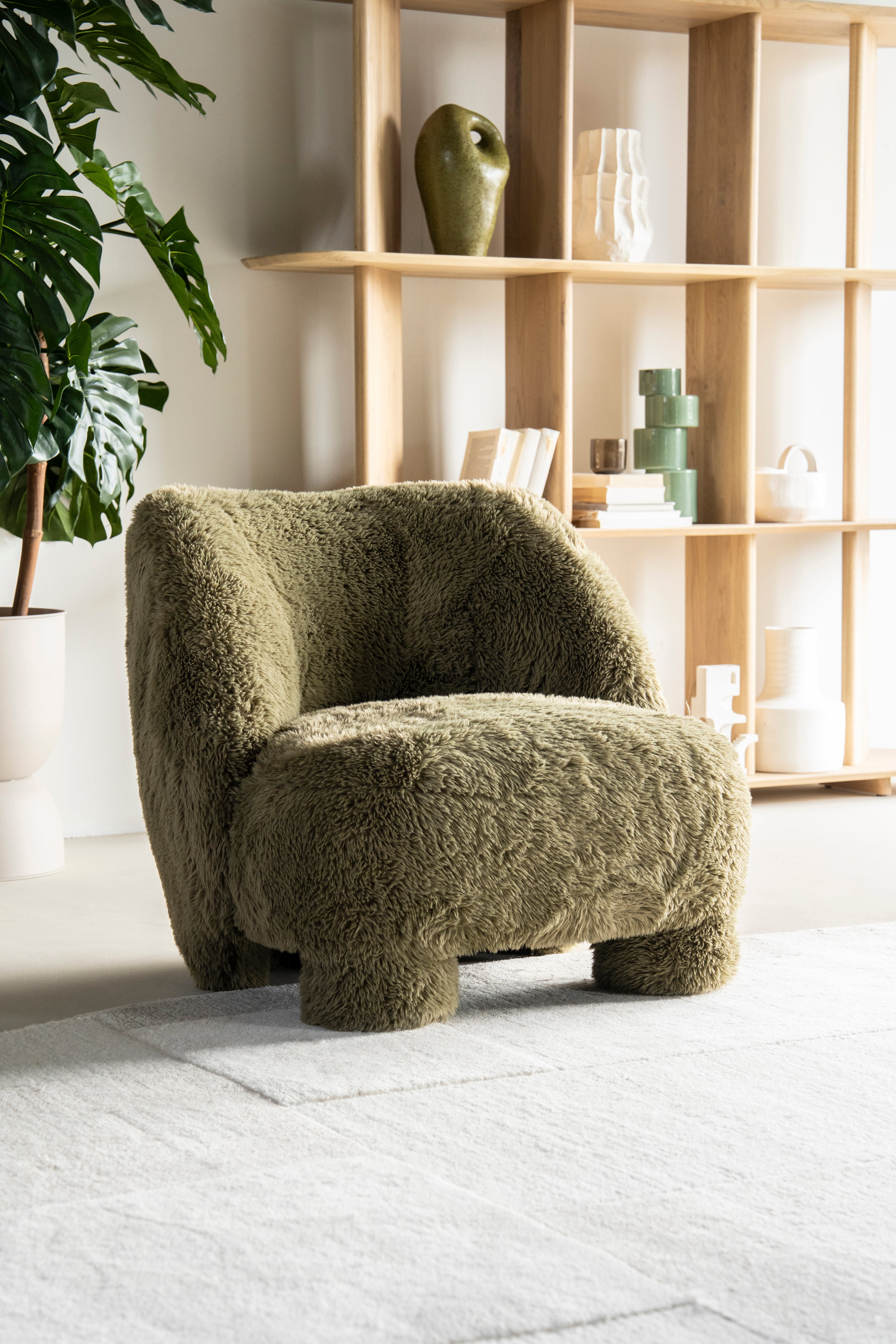 SAMSON green furry armchair