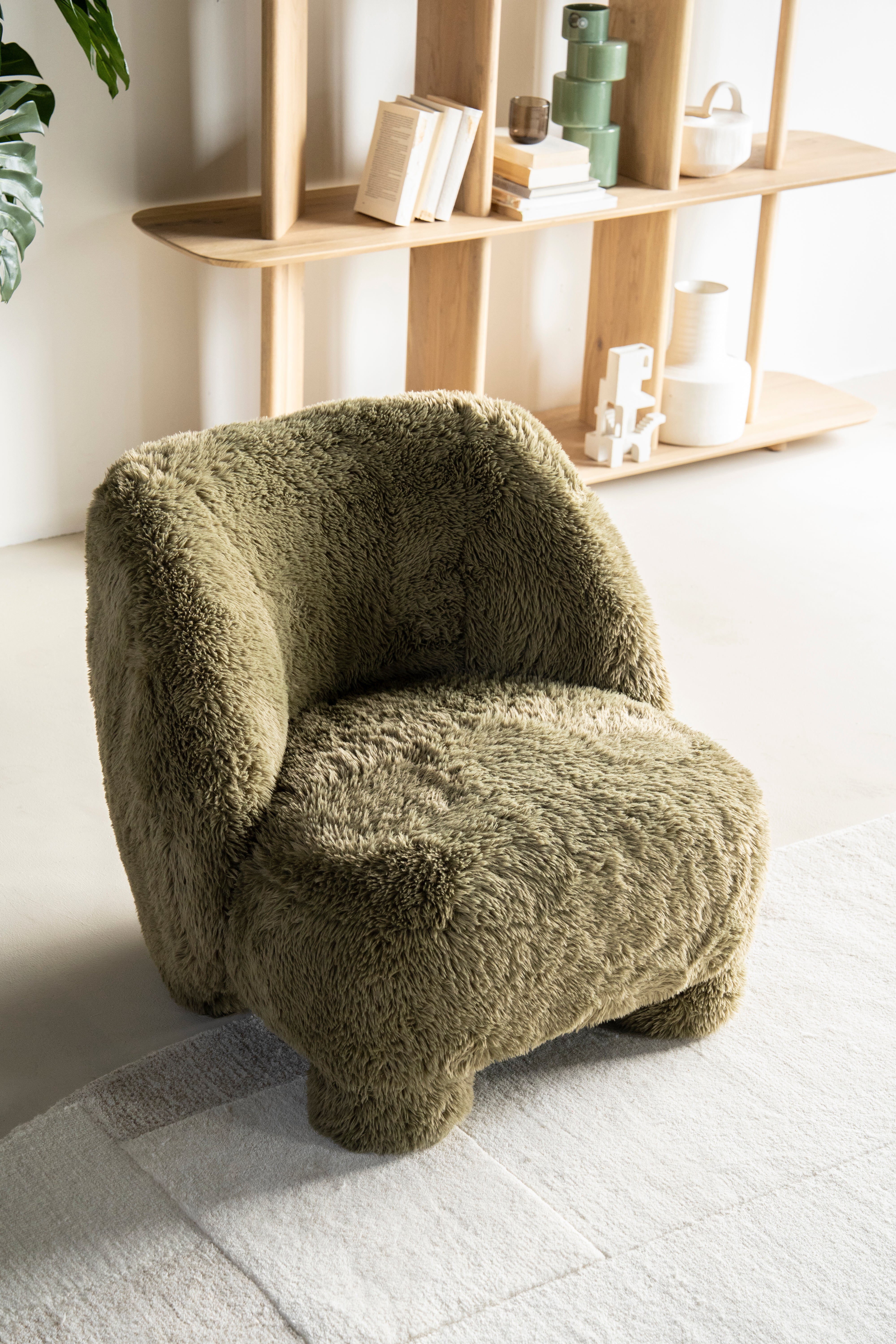 SAMSON green furry armchair