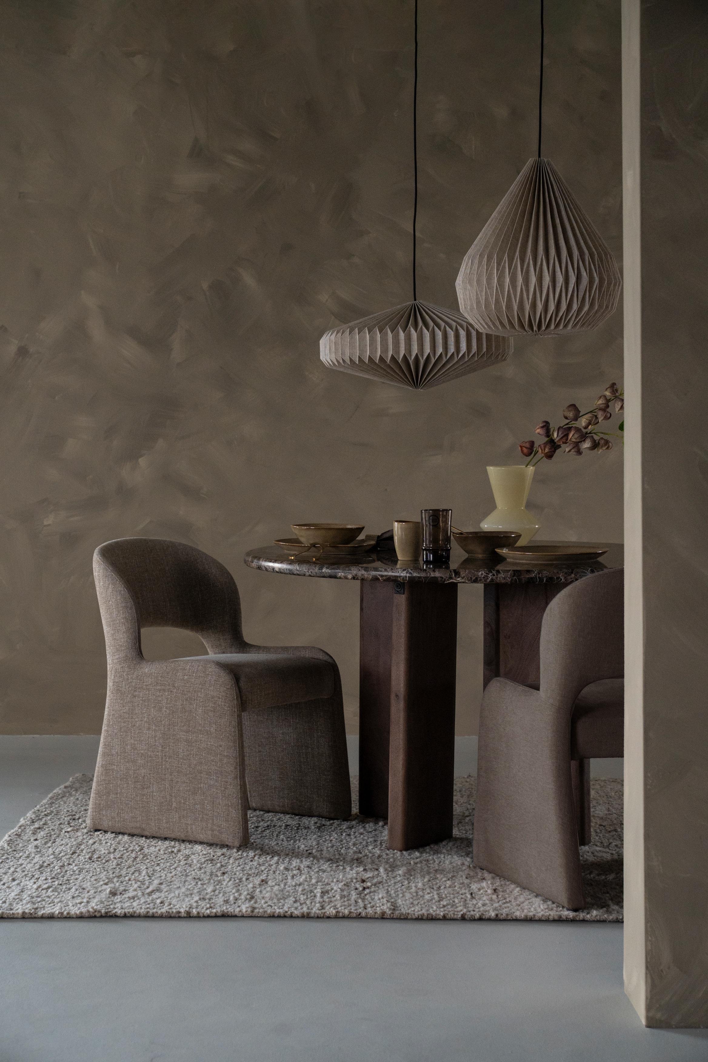 Tisch LANDO dunkelbraun Marmor mit Holzgestell