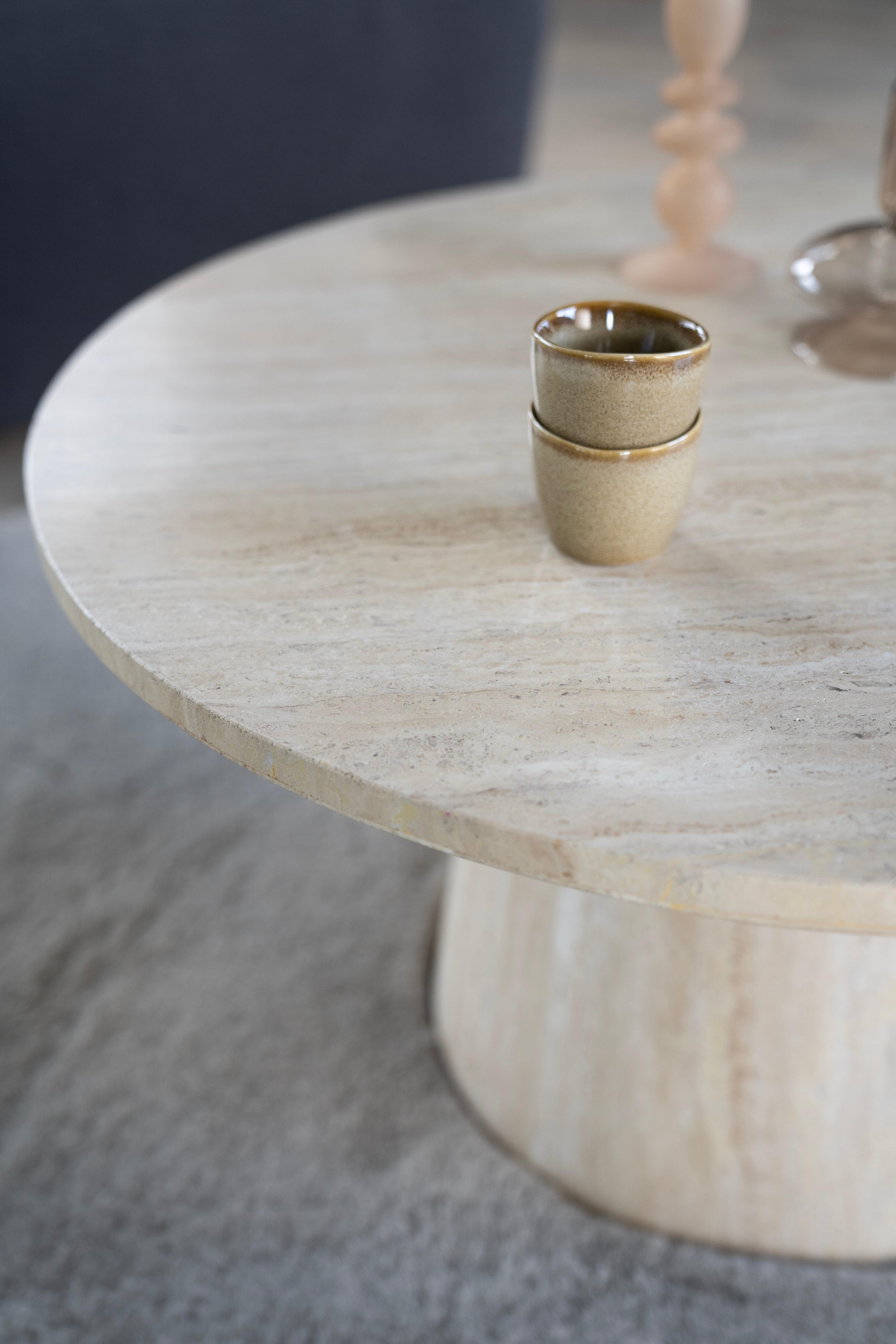 AIME Light Beige Travertine Coffee Table