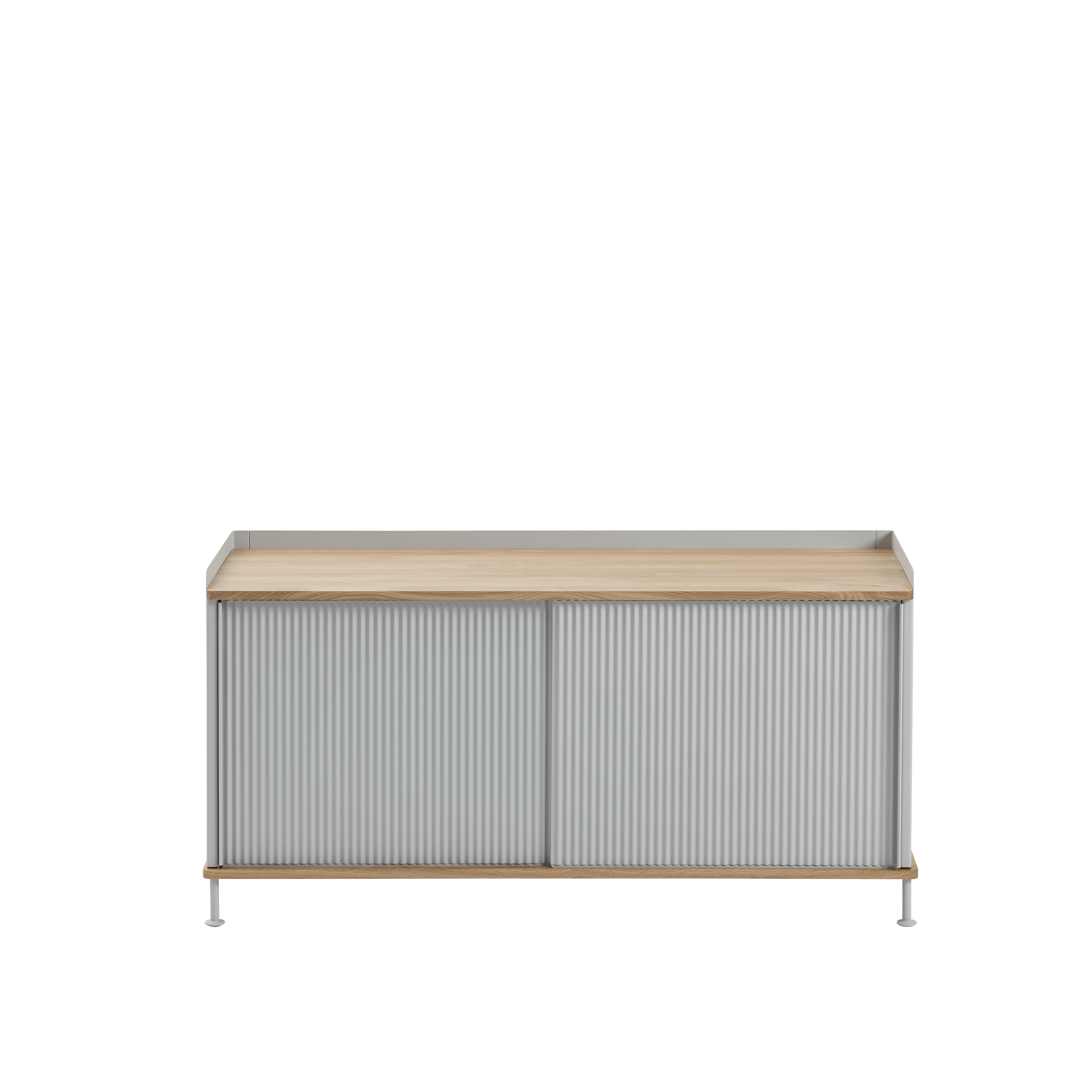 ENFOLD Chest of Drawers Gray with Oak Top
