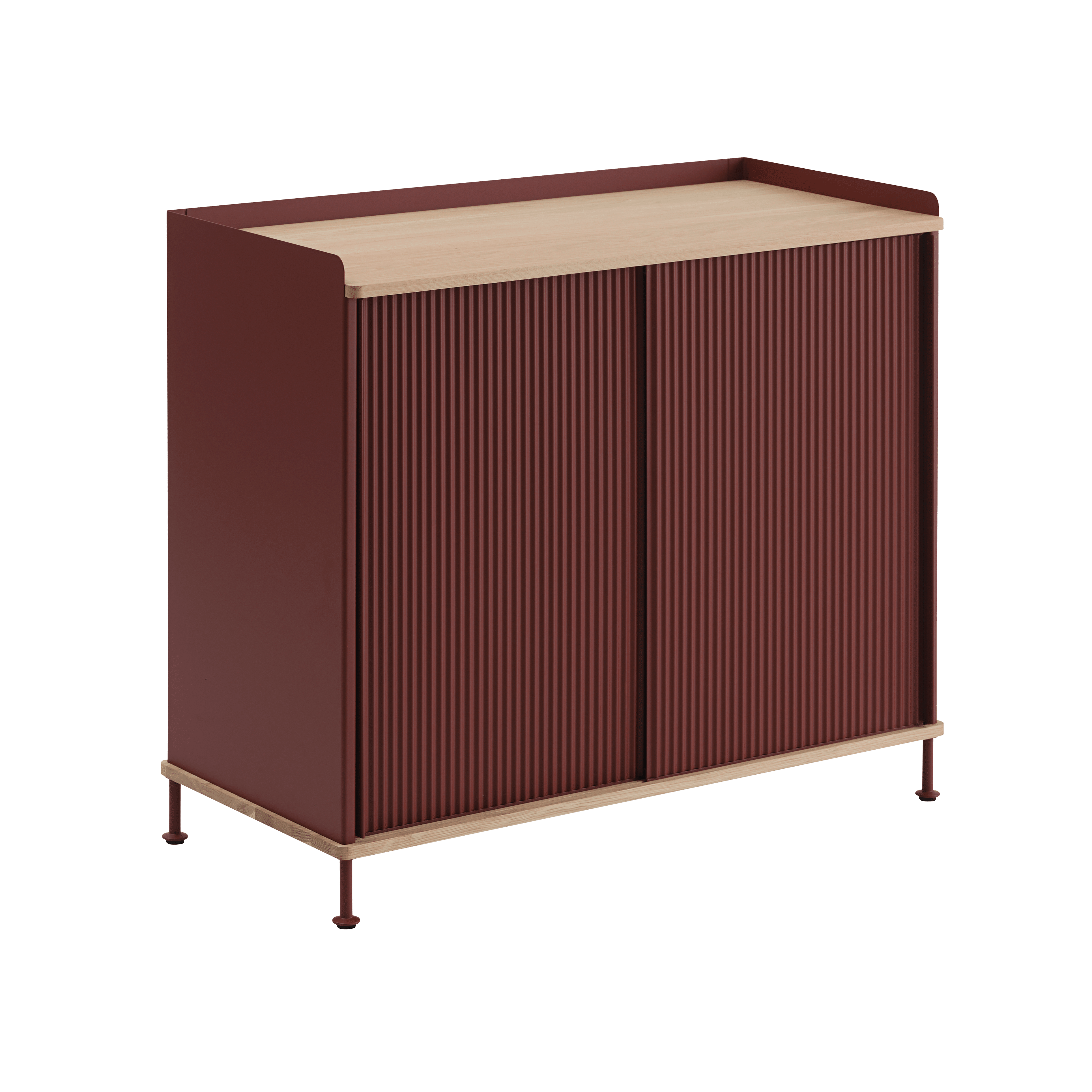 ENFOLD Cabinet Burgundy with Oak Top
