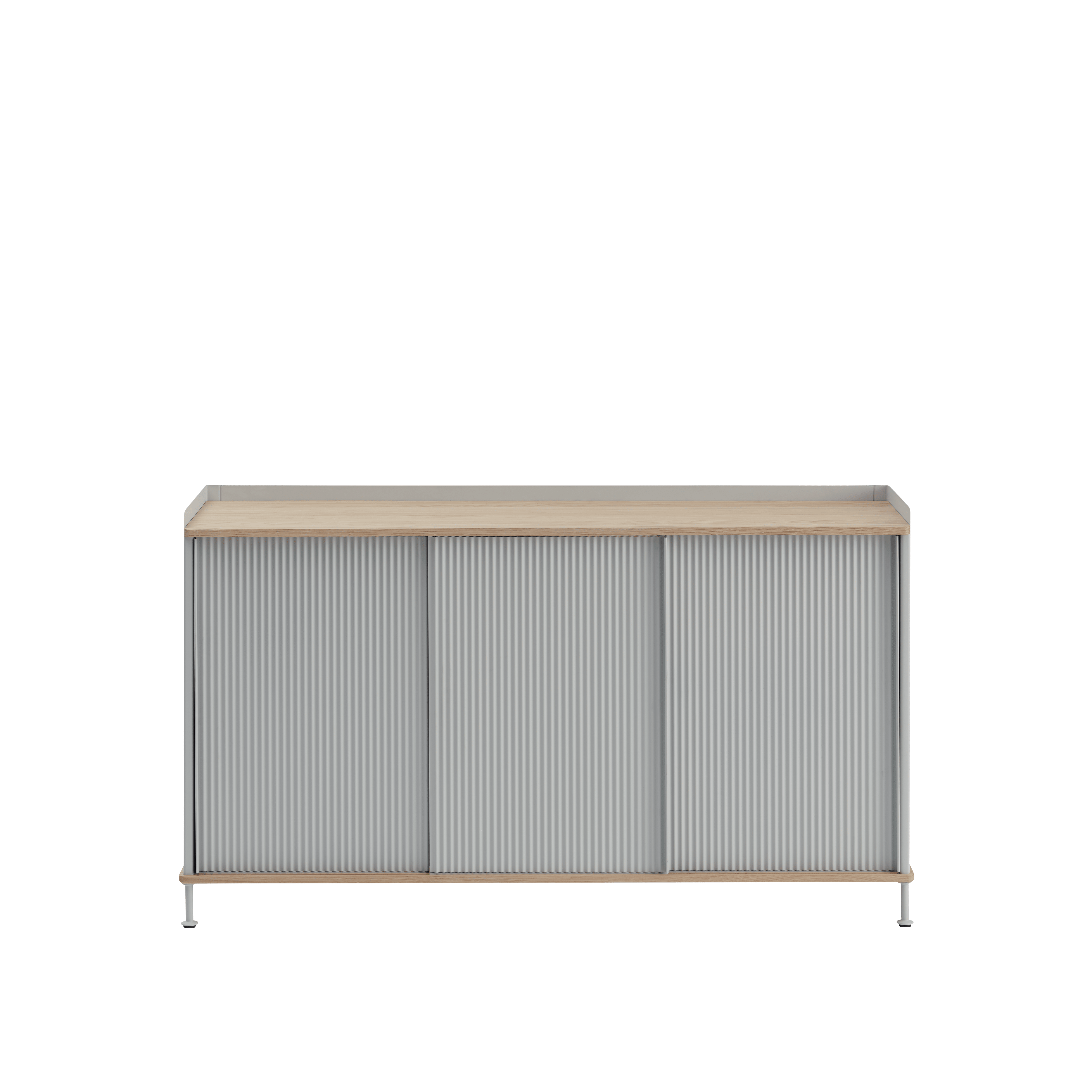 ENFOLD Chest of Drawers Gray with Oak Top
