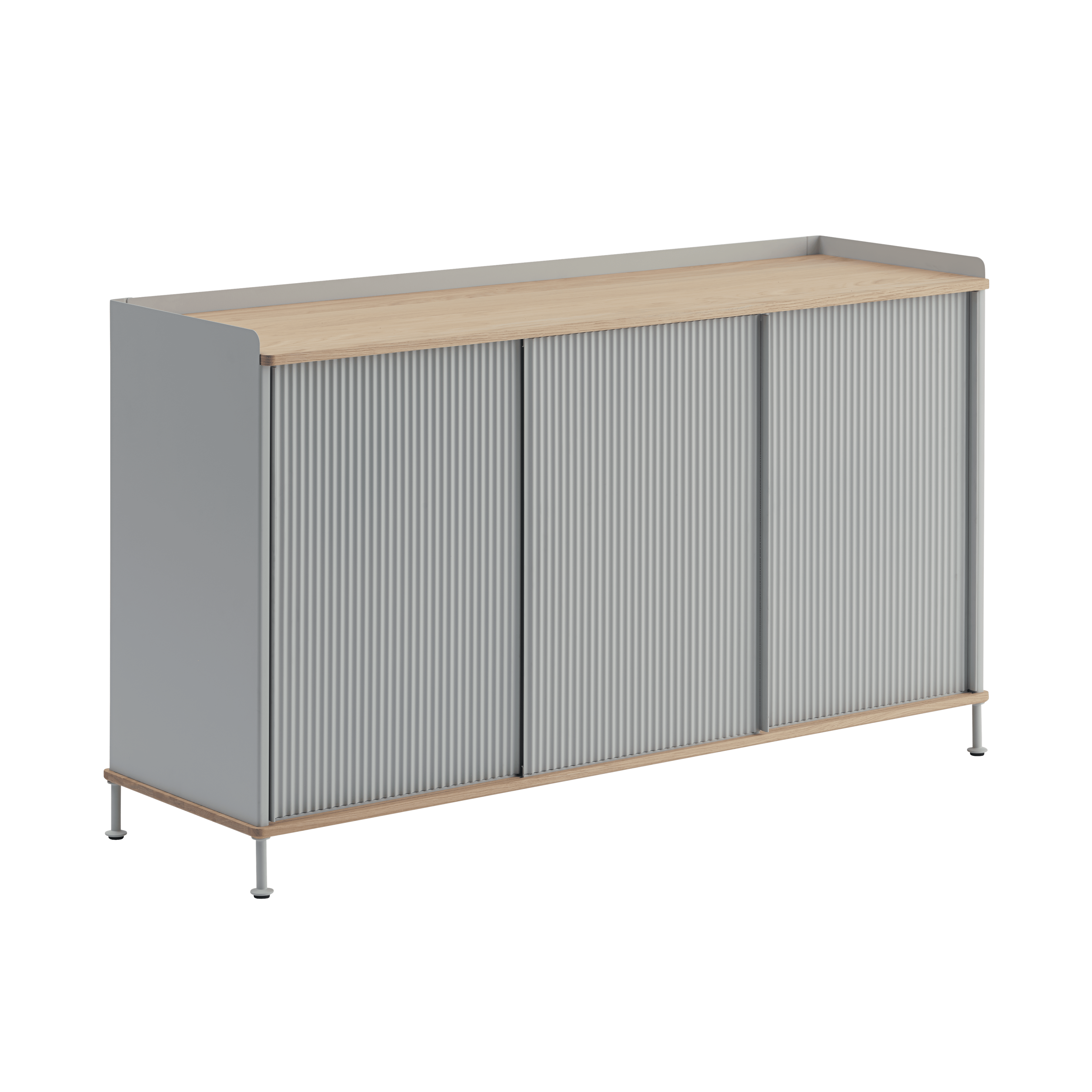 ENFOLD Chest of Drawers Gray with Oak Top