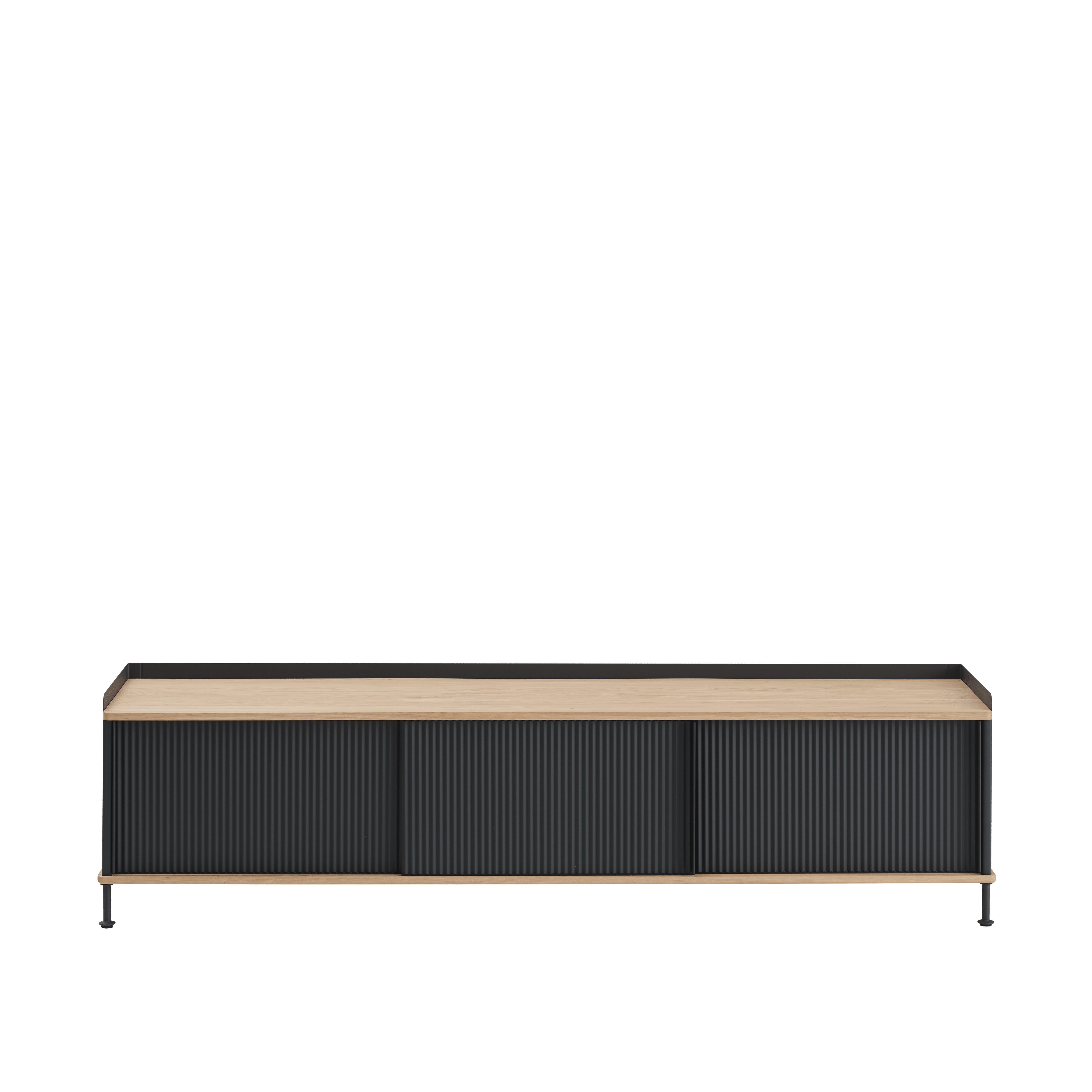 RTV-Sideboard ENFOLD schwarz mit Eichenplatte
