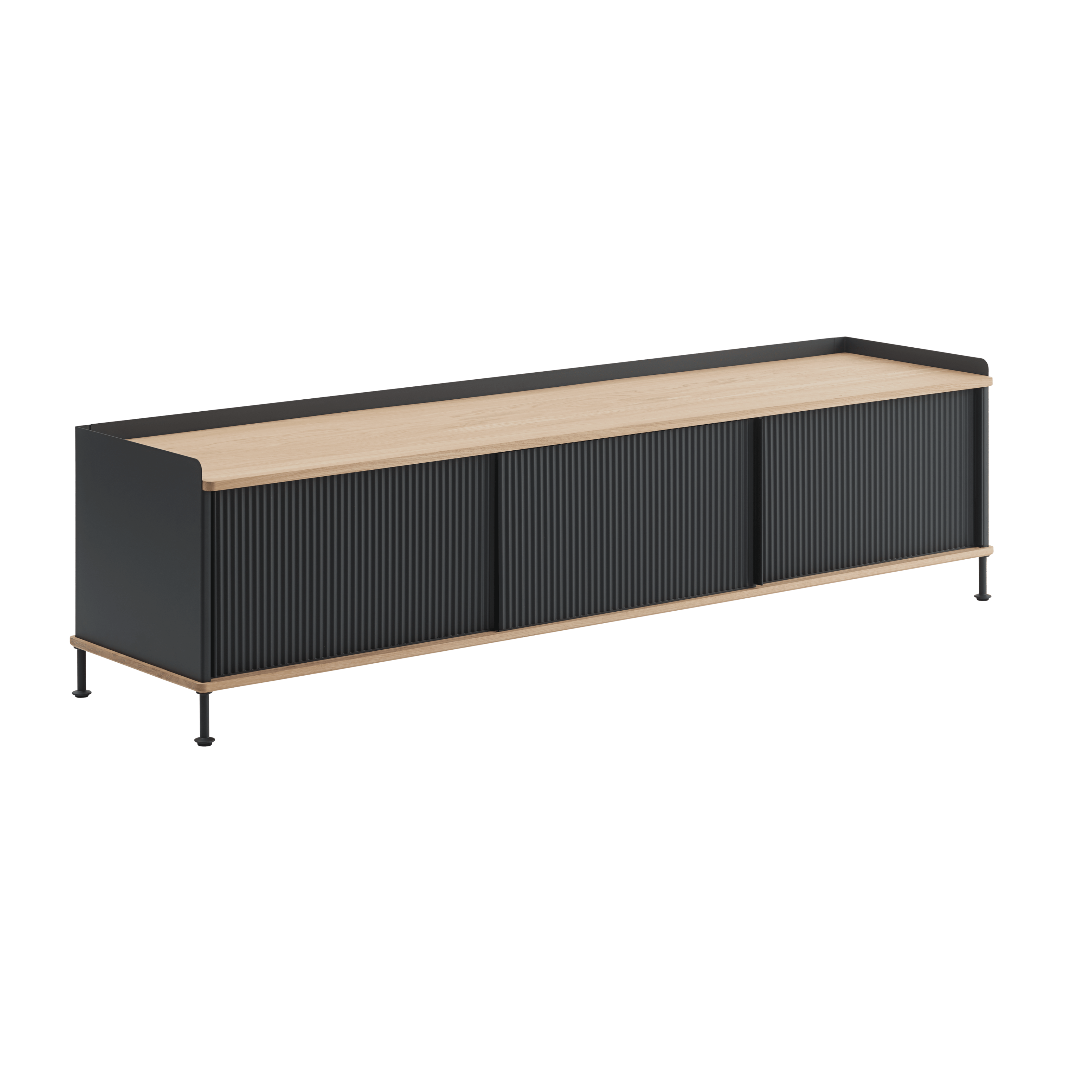 RTV-Sideboard ENFOLD schwarz mit Eichenplatte