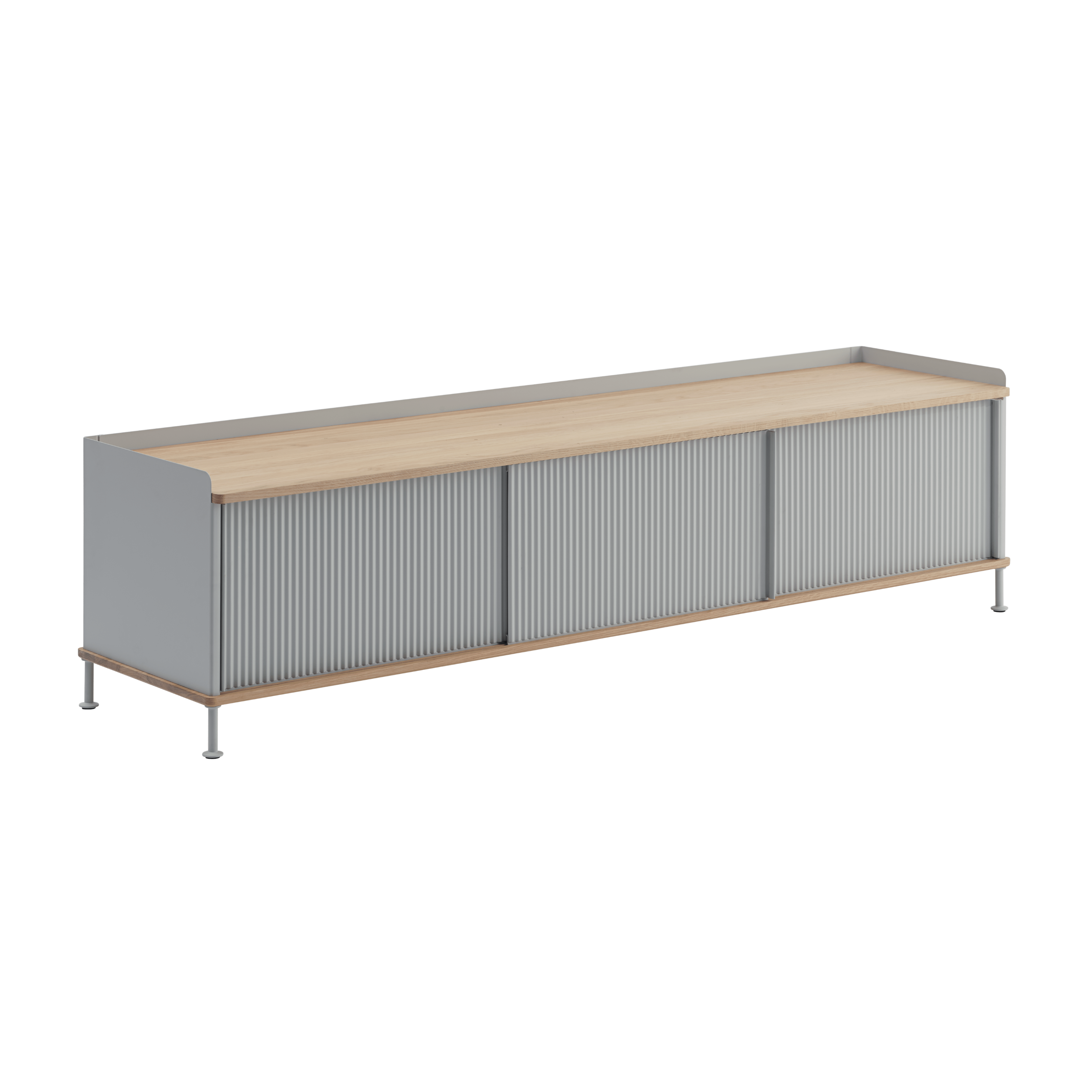RTV-Sideboard ENFOLD grau mit Eichenplatte