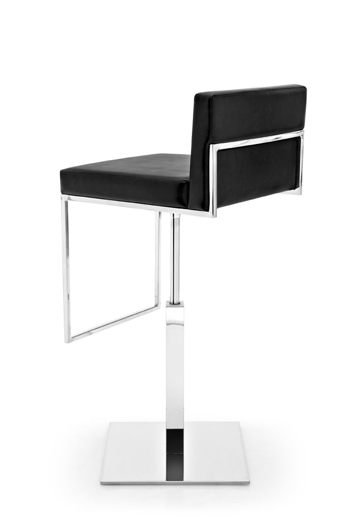 Barhocker EVEN PLUS mit schwarzem Sitz und verchromtem Gestell