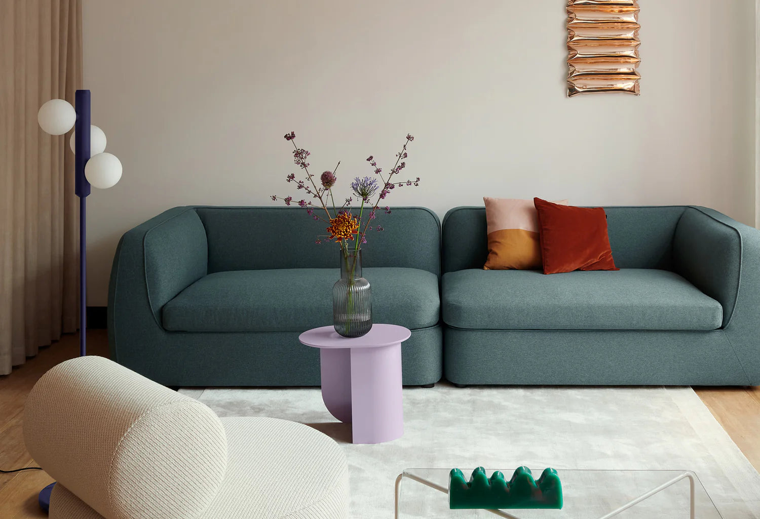 Vase OTIS aus strukturiertem Glas