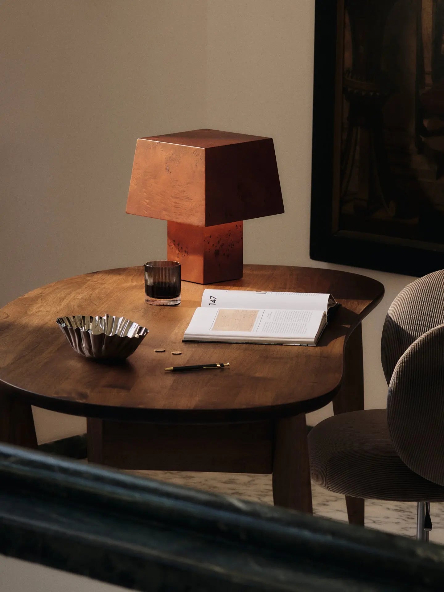 Tischlampe BURL dunkelbraun Furnier