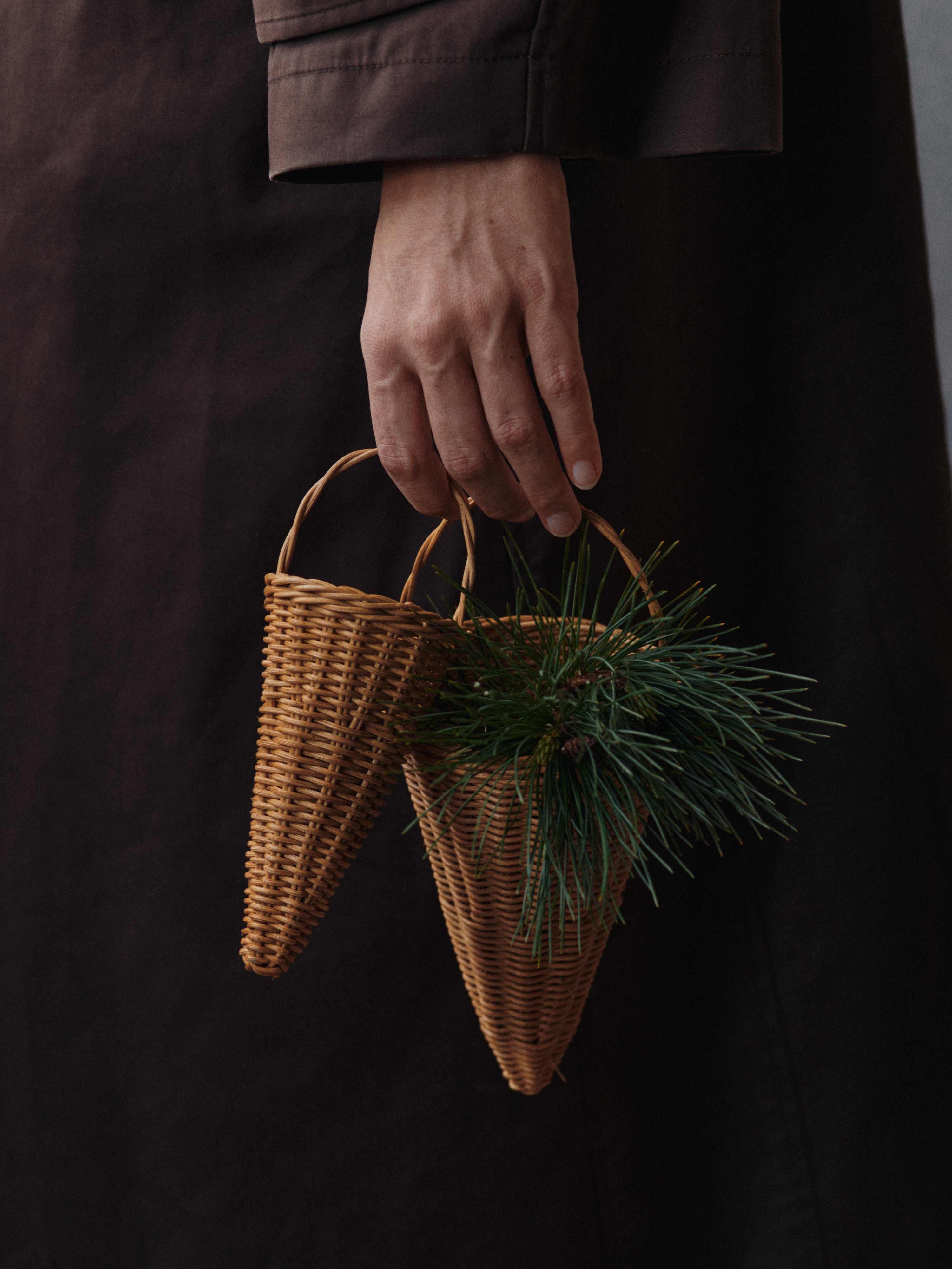 Zestaw dekoracji świątecznych BRAIDED CONES pleciony rattan