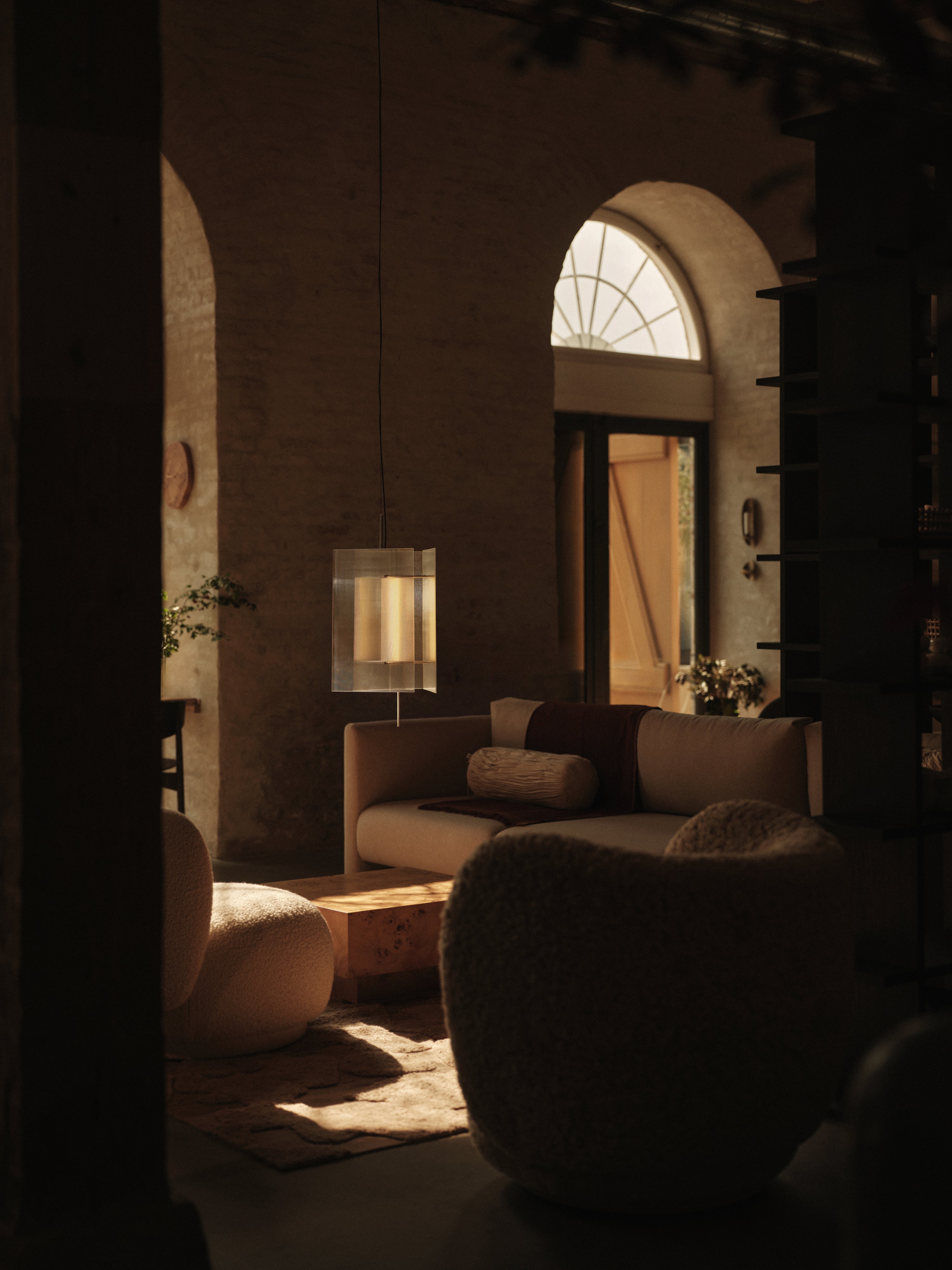 Pendant lamp OESTE ribbed glass