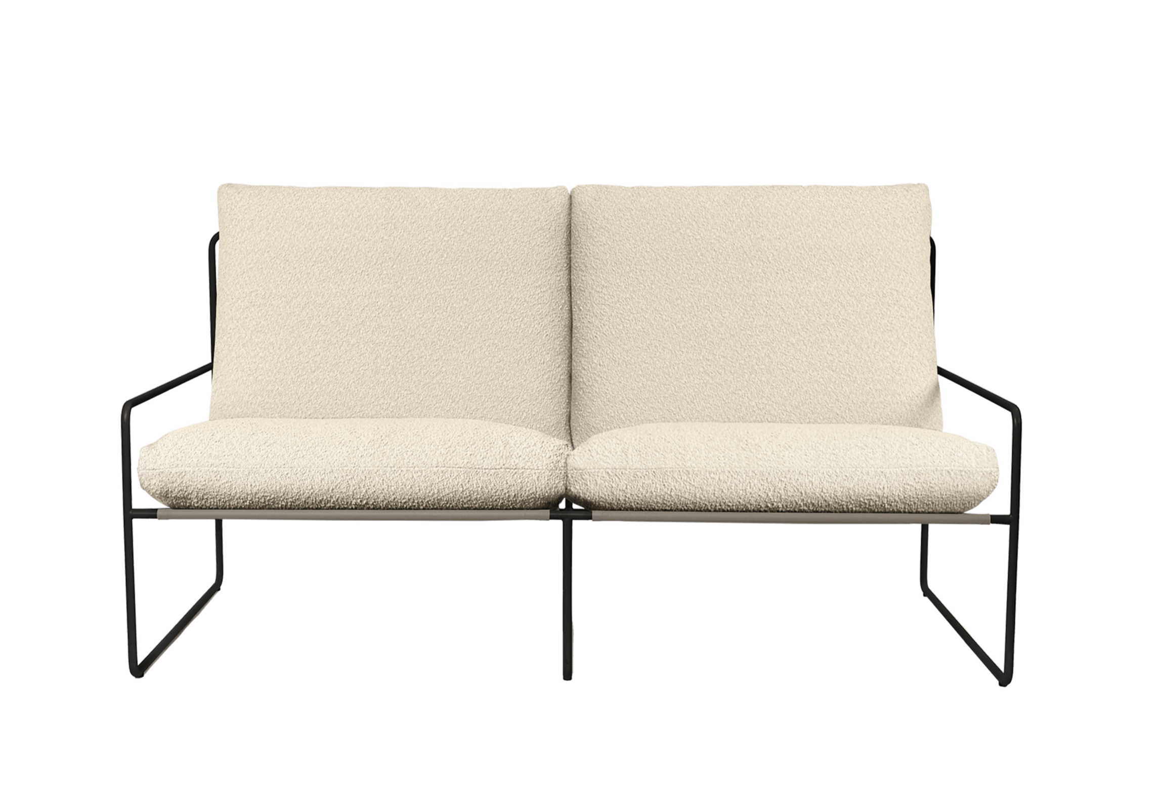 2-seater outdoor sofa DESERT broken white with black base