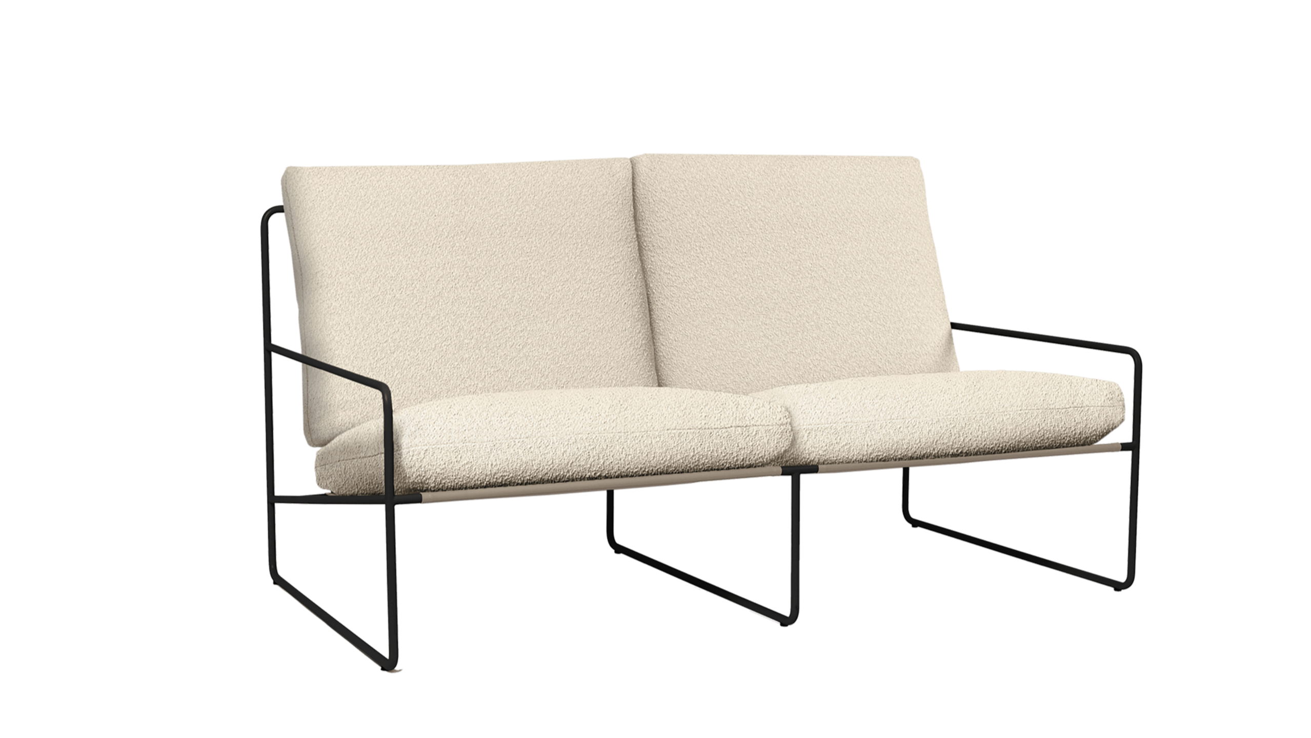 2-seater outdoor sofa DESERT broken white with black base