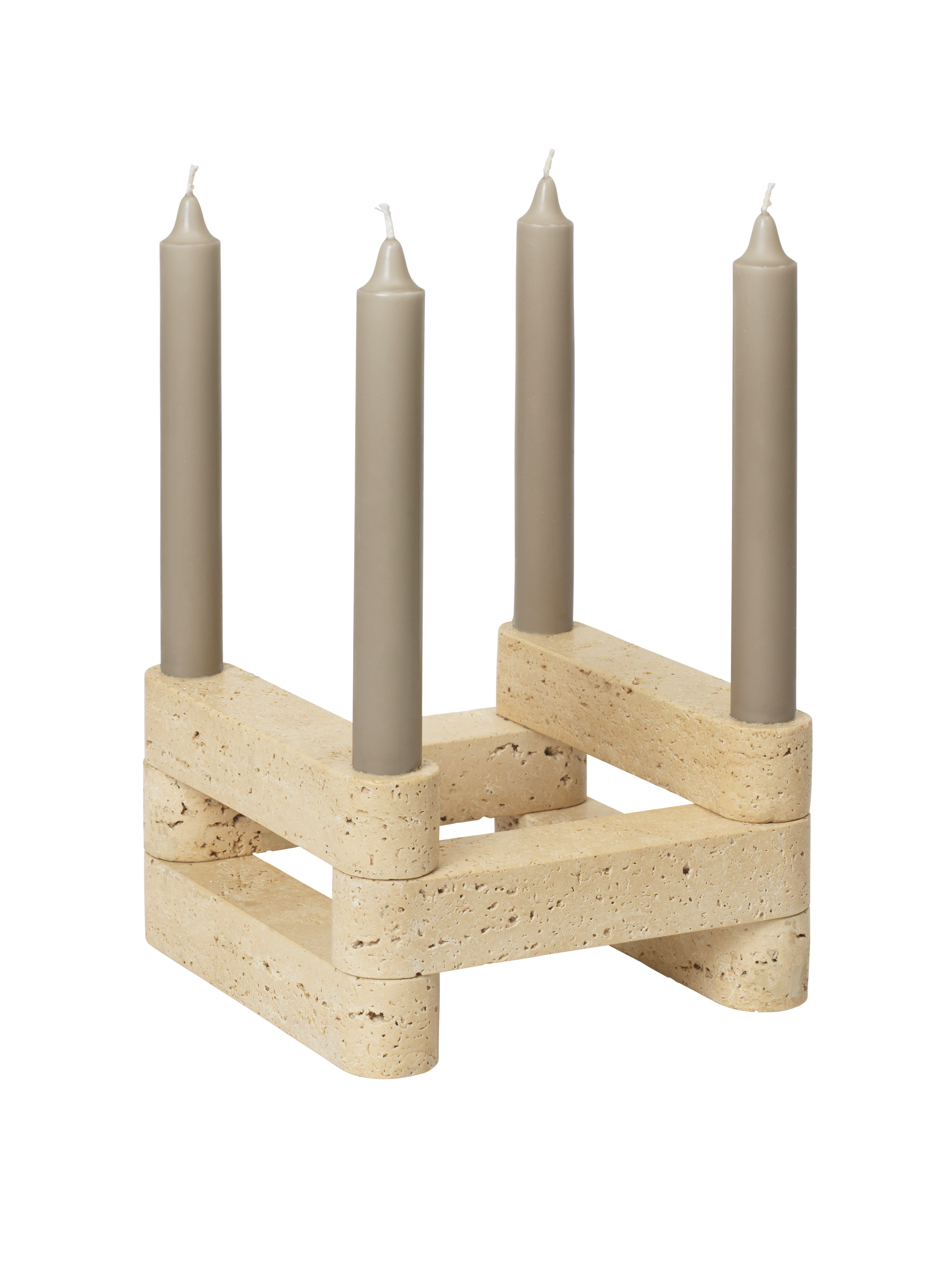 Modulares Teelichthalter NEWEL Travertin