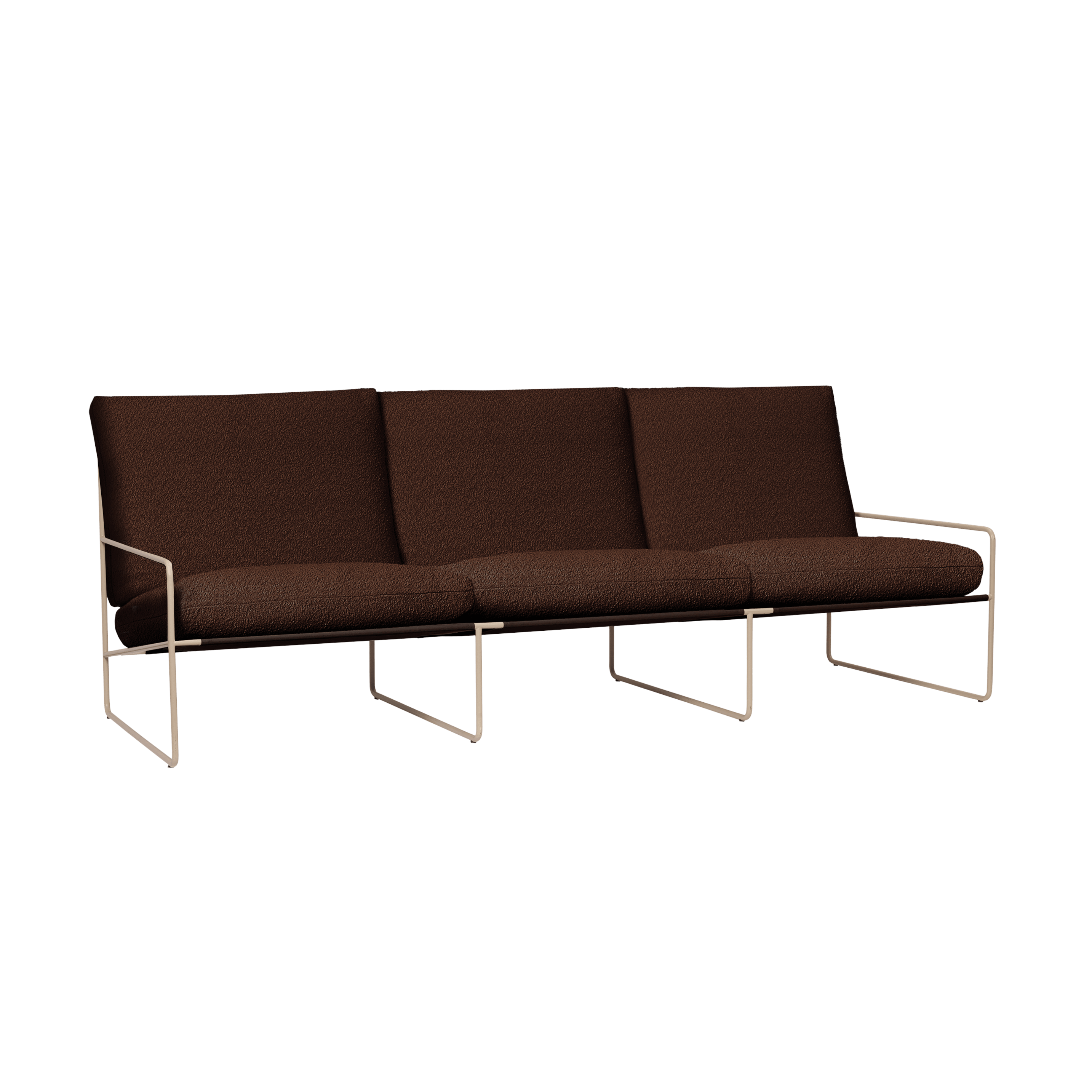 3-Seater Outdoor Sofa DESERT Brown Boucle with Beige Base