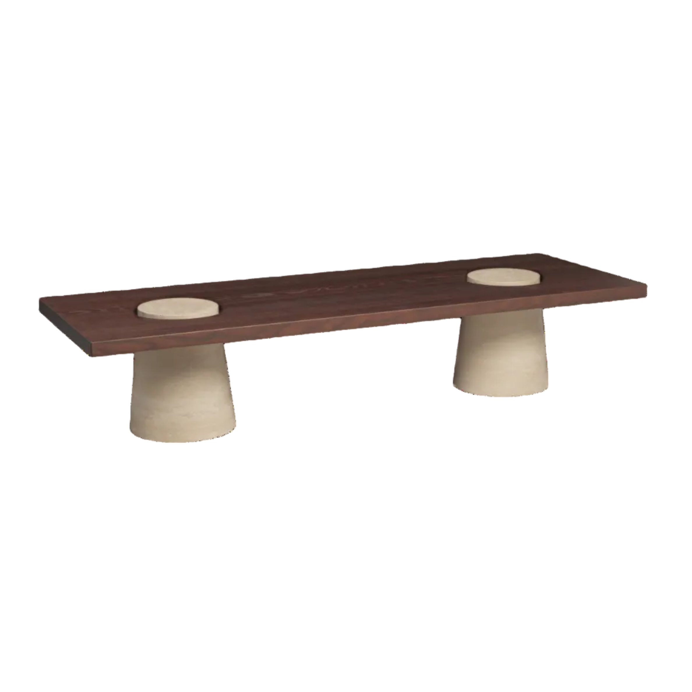 GROVA Coffee Table with Ash Top and Travertine
