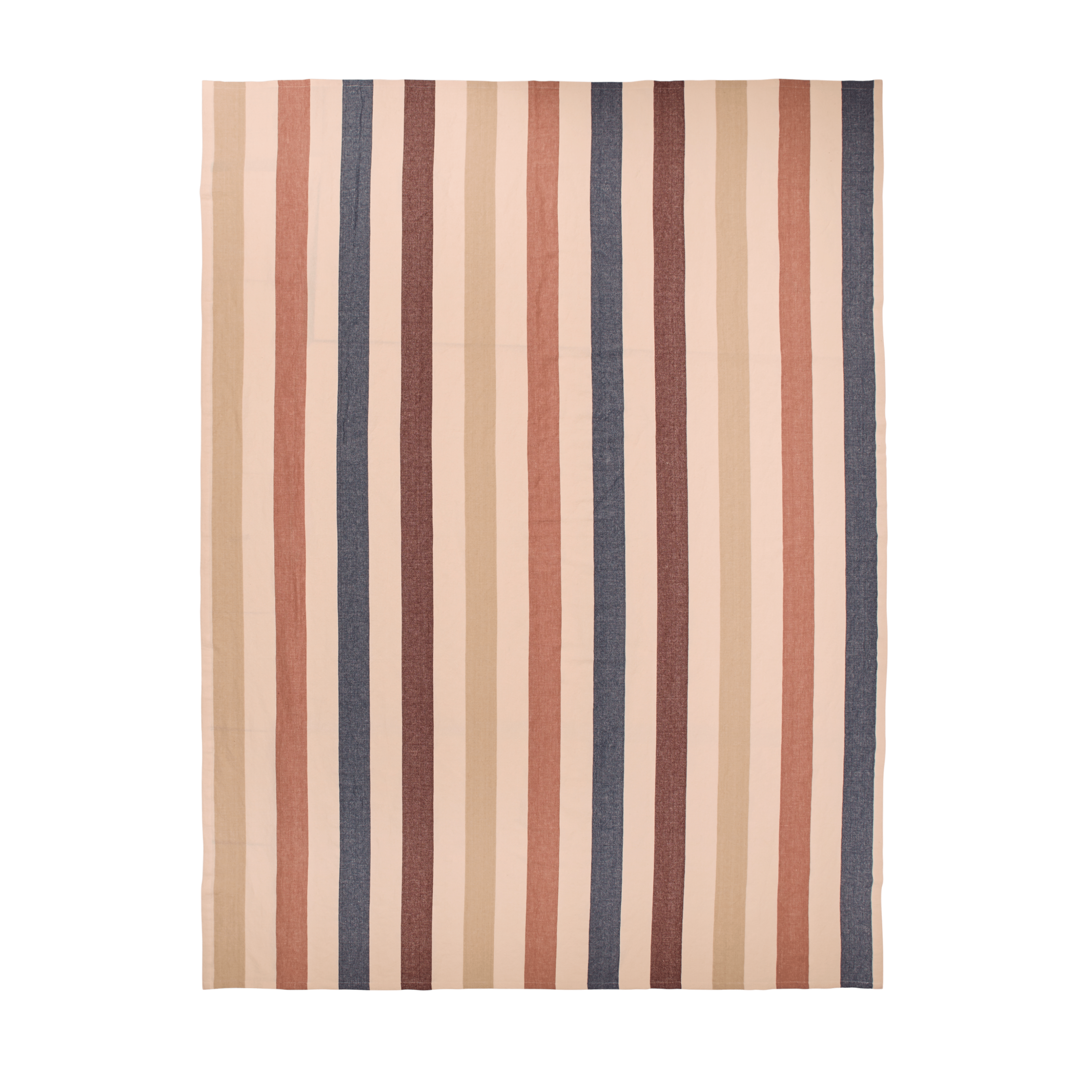 Tischdecke HALE beige mit Kaffee- und Indigo-Tönen