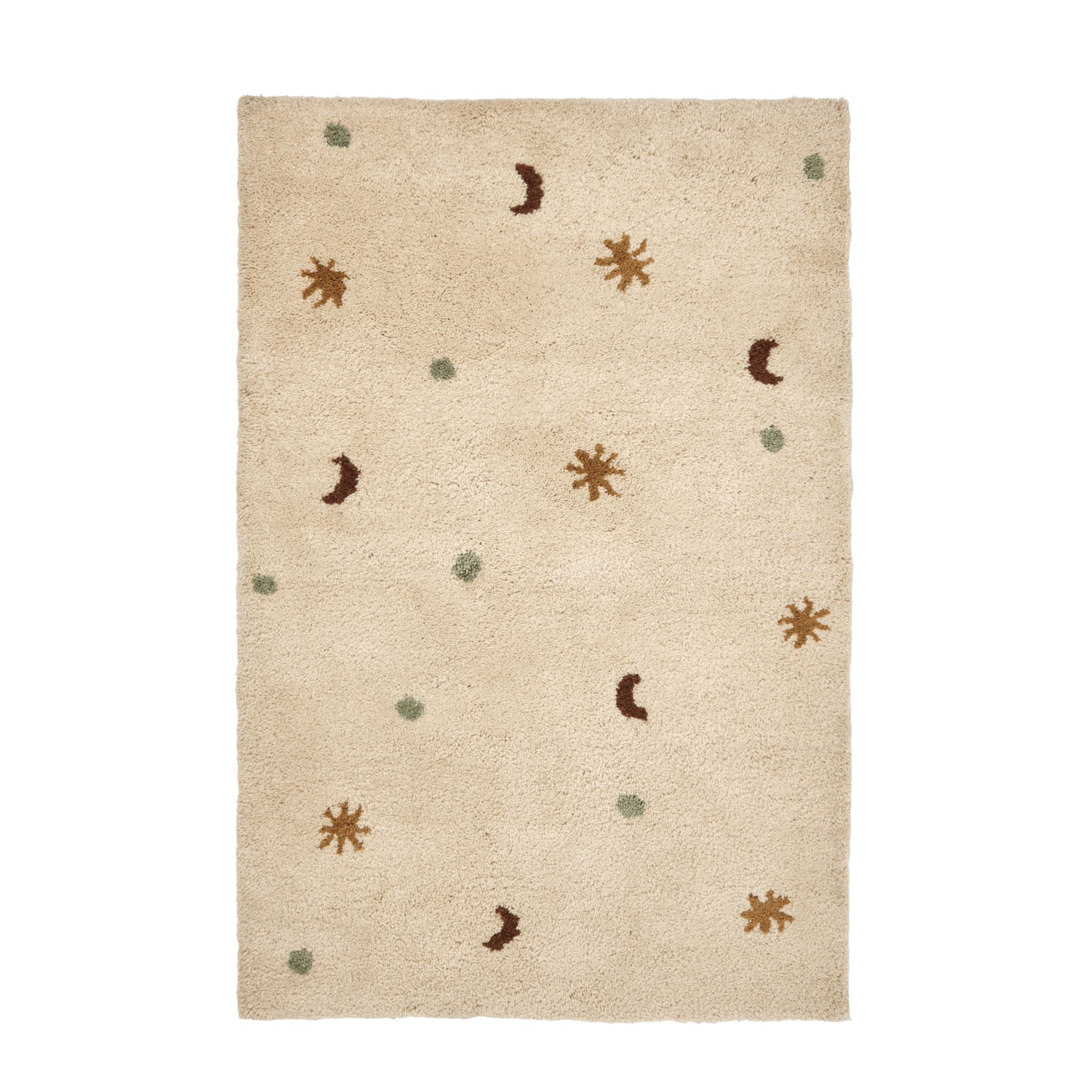 Kinderteppich SKYE beige mit ziegelroten und grünen Akzenten