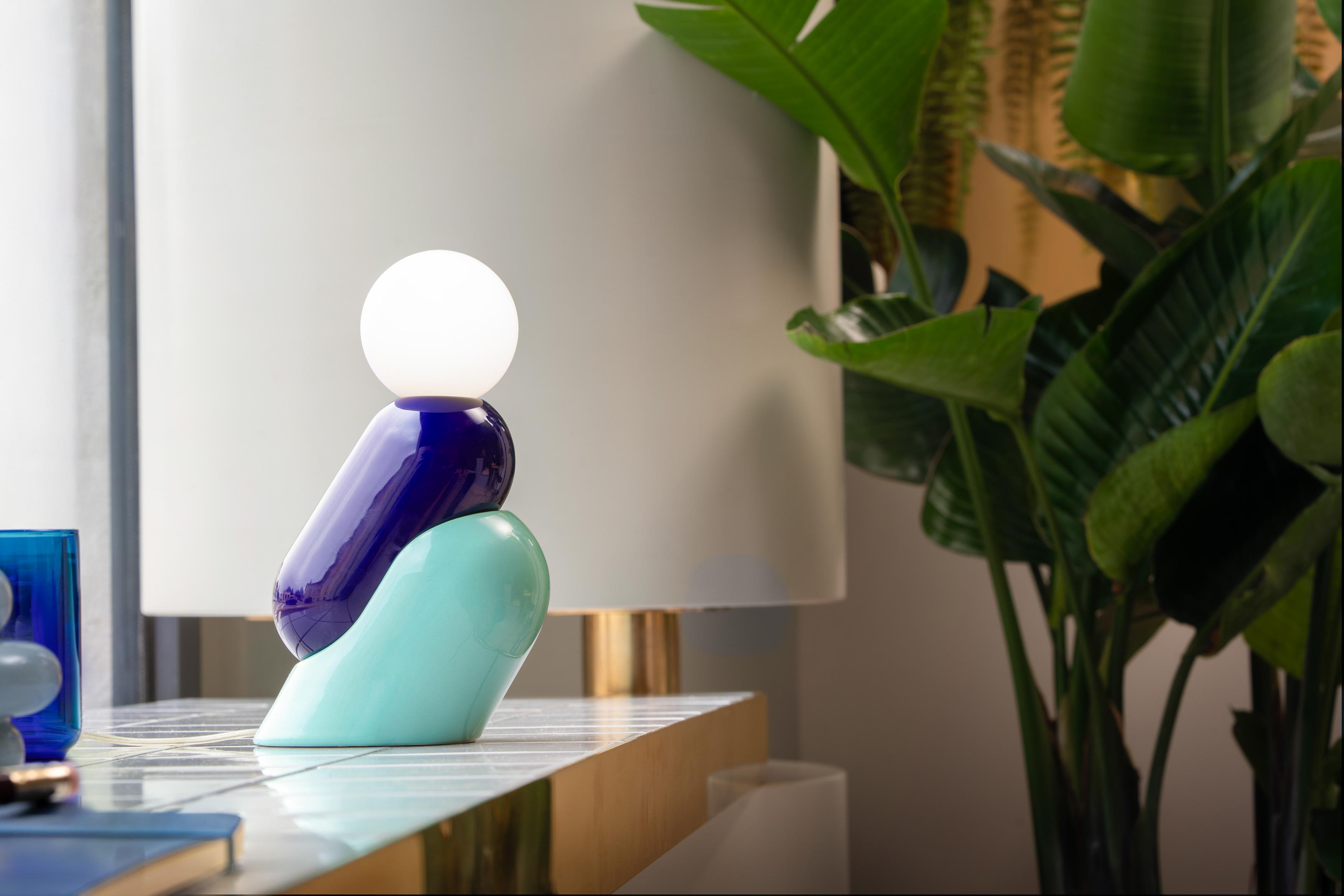 Ceramic table lamp TATA cobalt blue with light blue