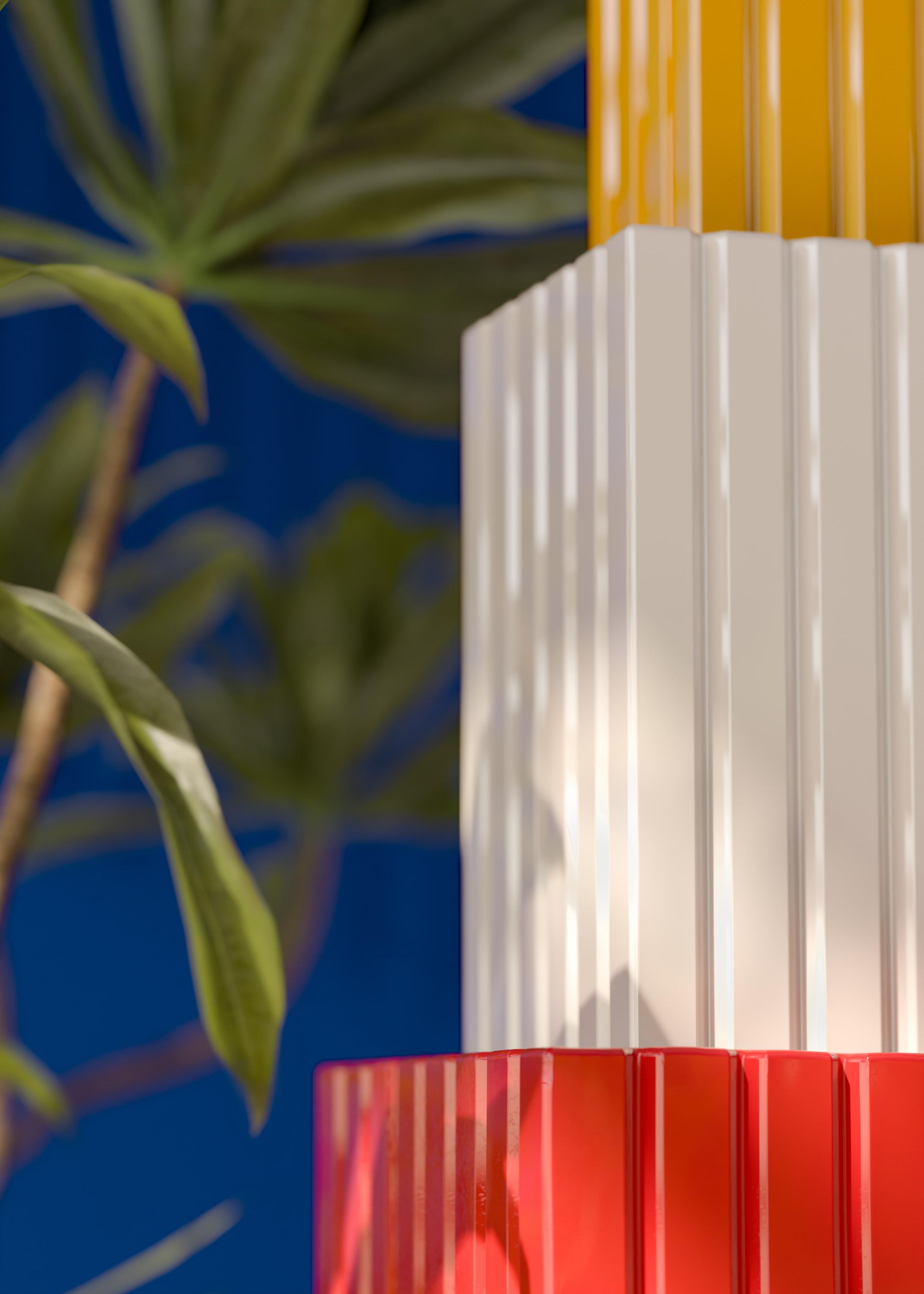Keramik-Pendelleuchte METRA orange mit creme und gelb