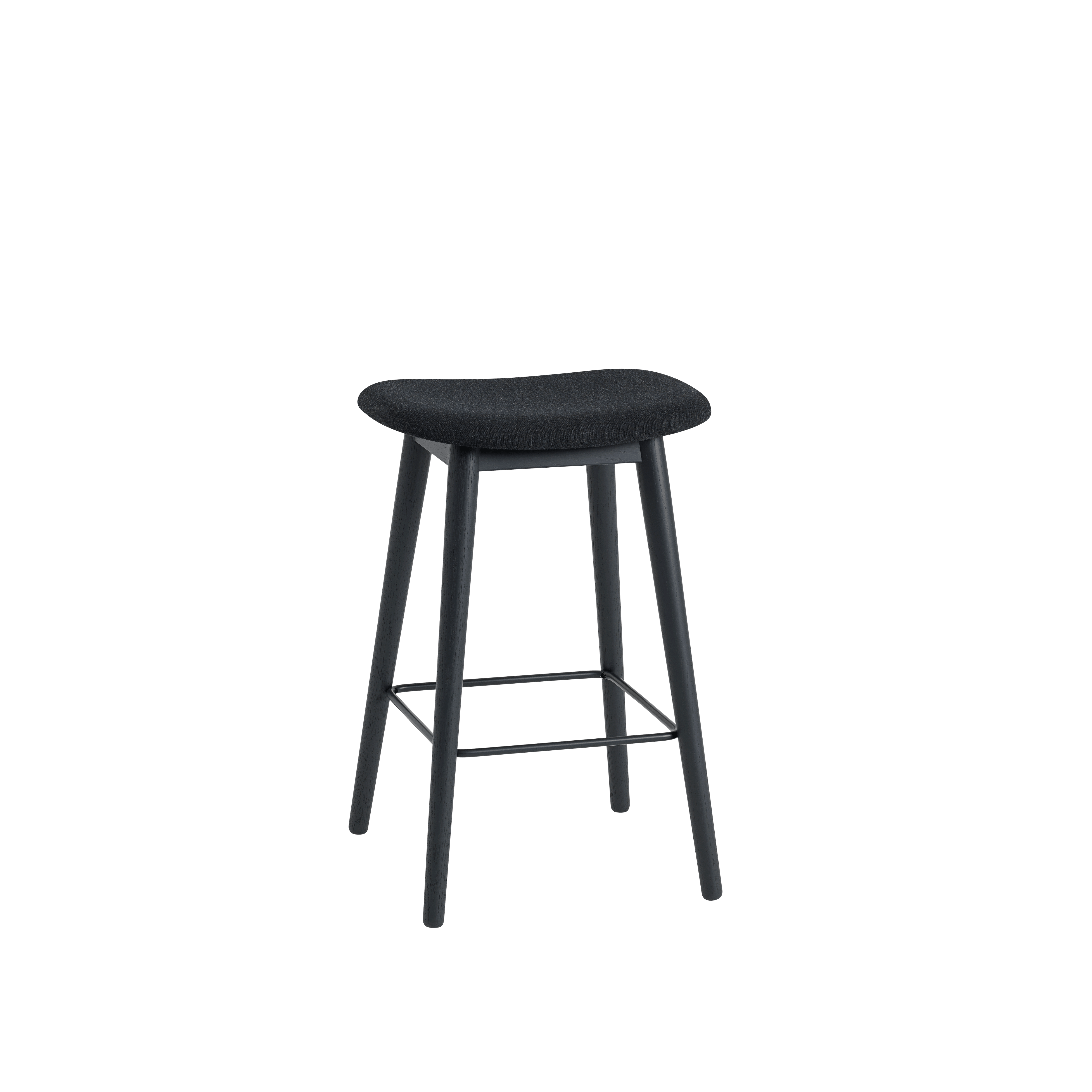 Customized FIBER Stool with Upholstered Seat and Wooden Base