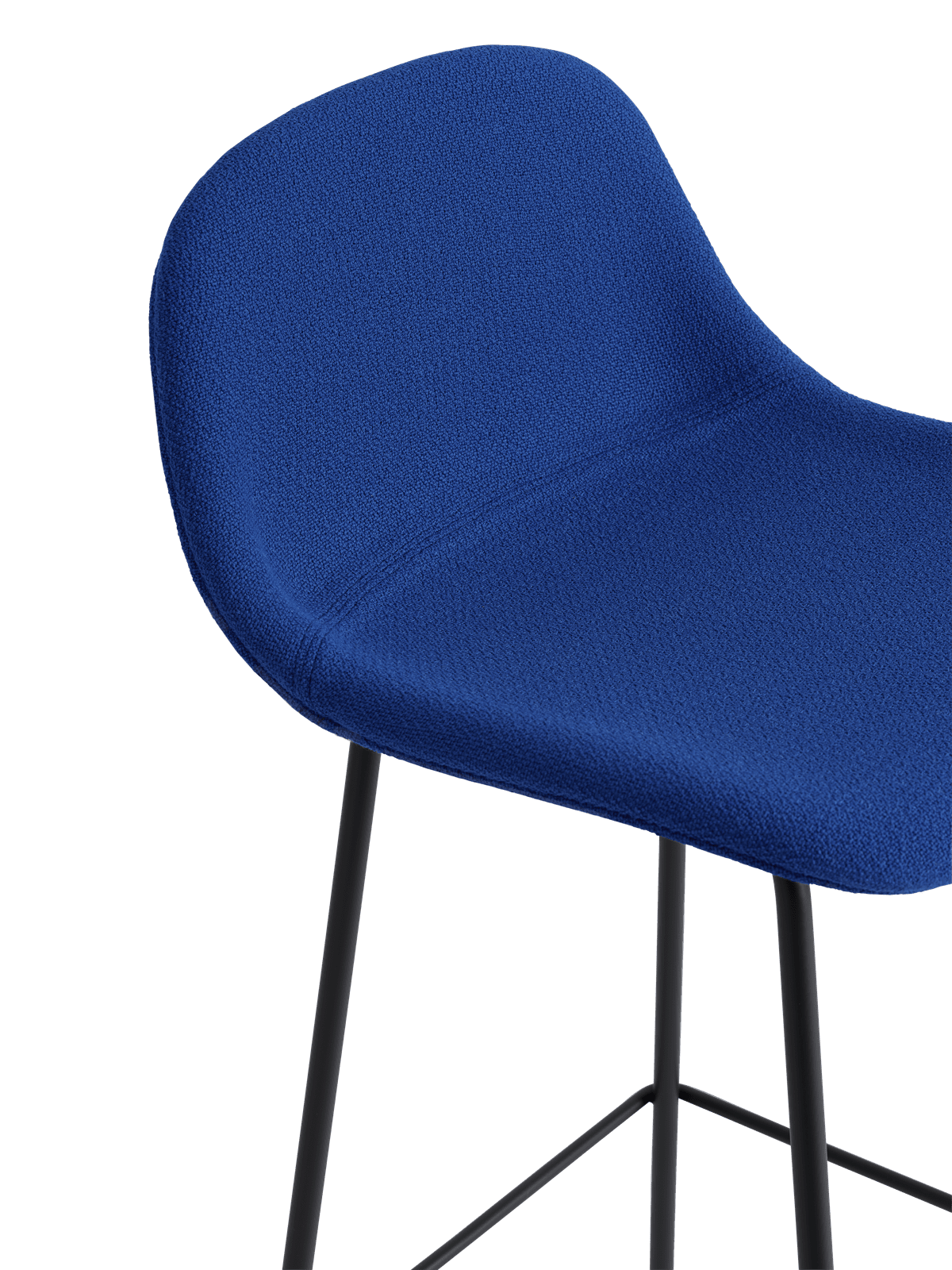 Personalized FIBER Bar Stool with Upholstered Seat and Steel Base
