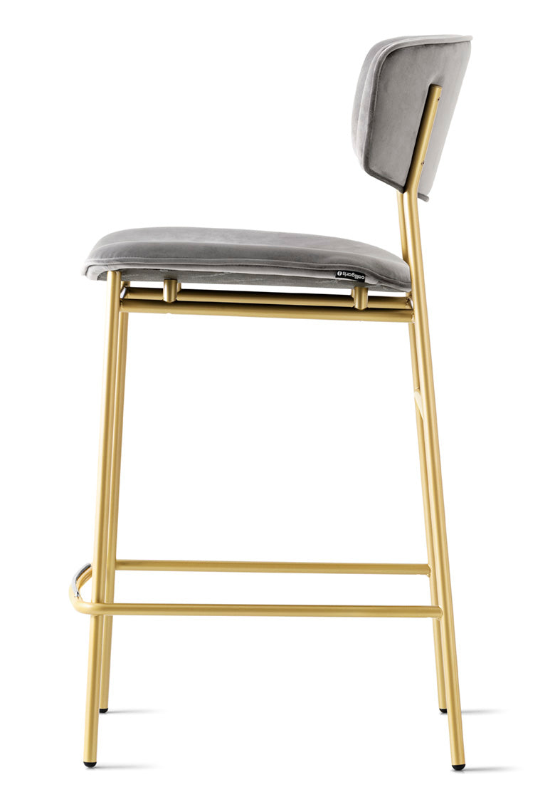 Barstuhl FIFTIES gepolstert mit goldenem Fuß