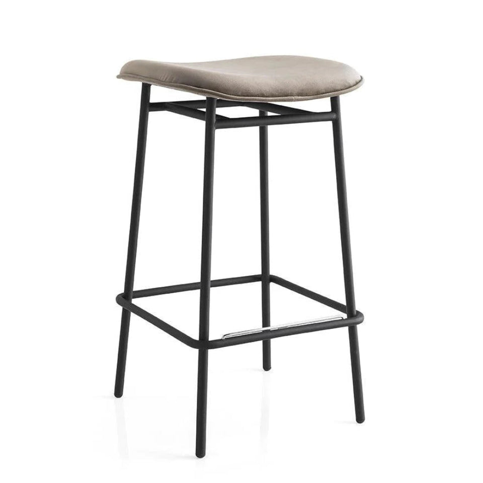 FIFTIES upholstered bar stool with a black base