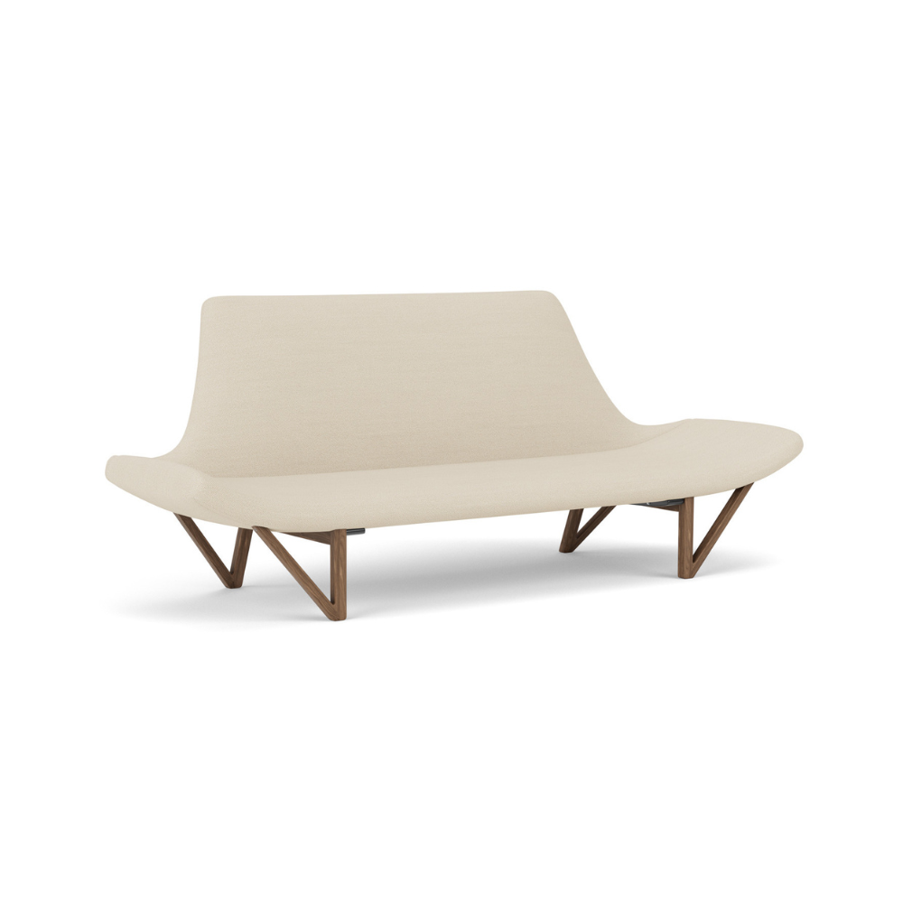 PAGODE cream sofa with walnut base