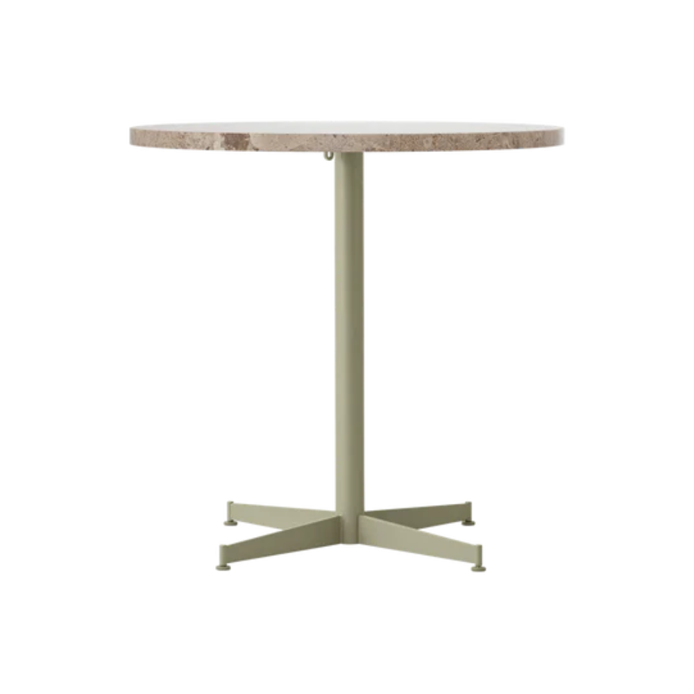 NOOK round café table beige stone with olive base