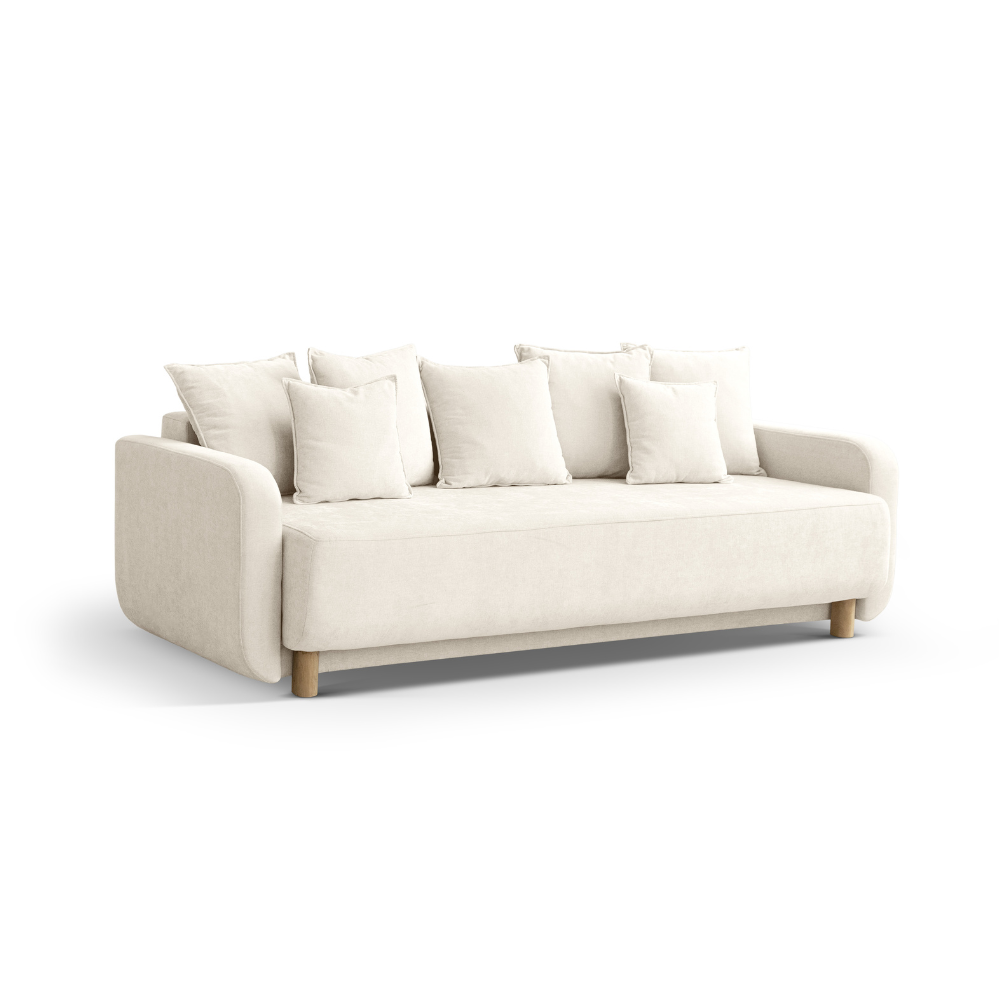 Sofa mit Schlaf-Funktion ELEN Elfenbein Chenille