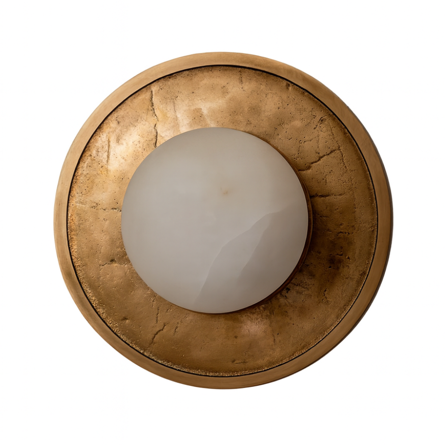 Alabaster Ceiling Light FULL MOON Brushed Brass