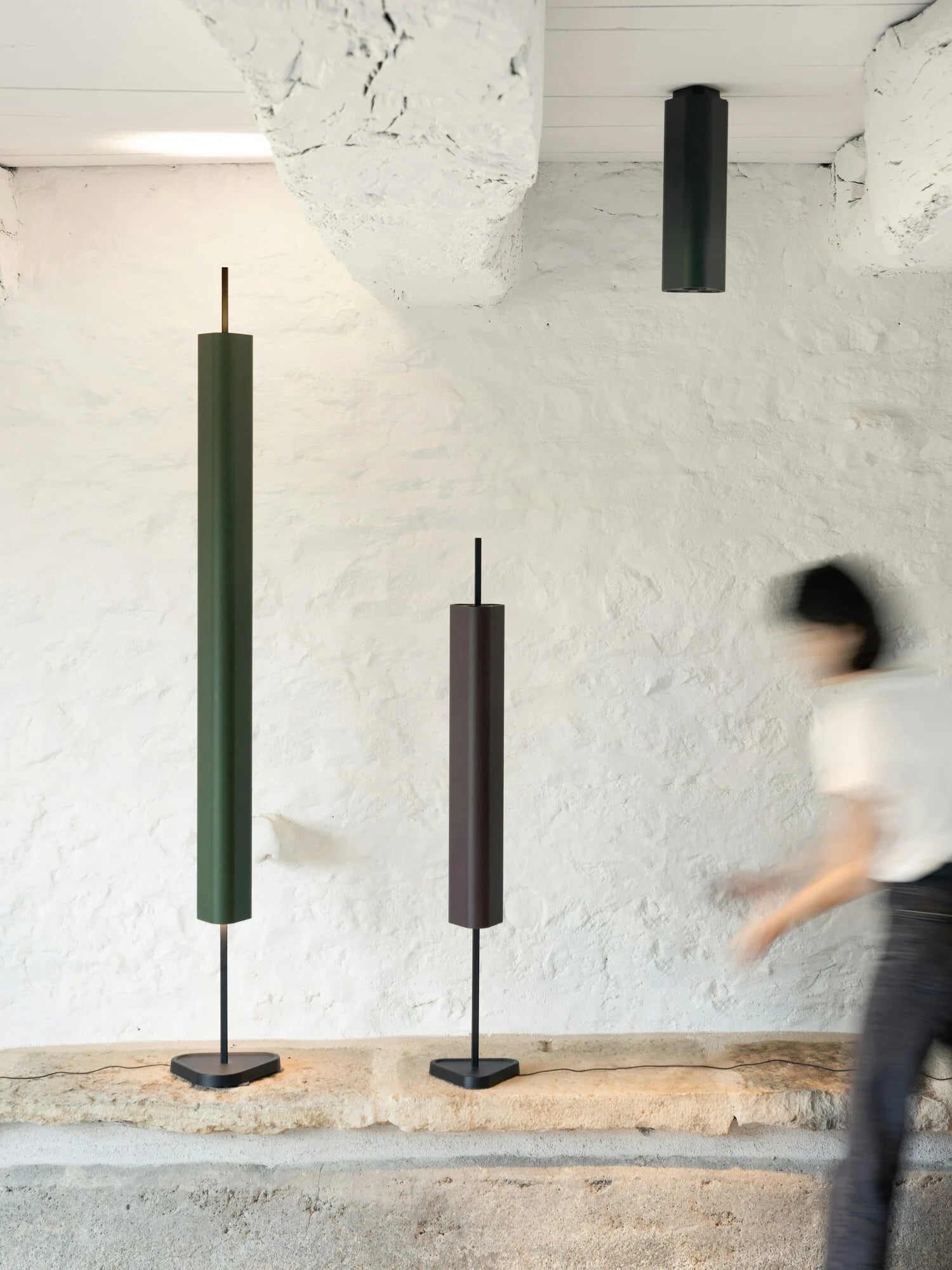 EMI Floor Lamp Dark Red with Black Base