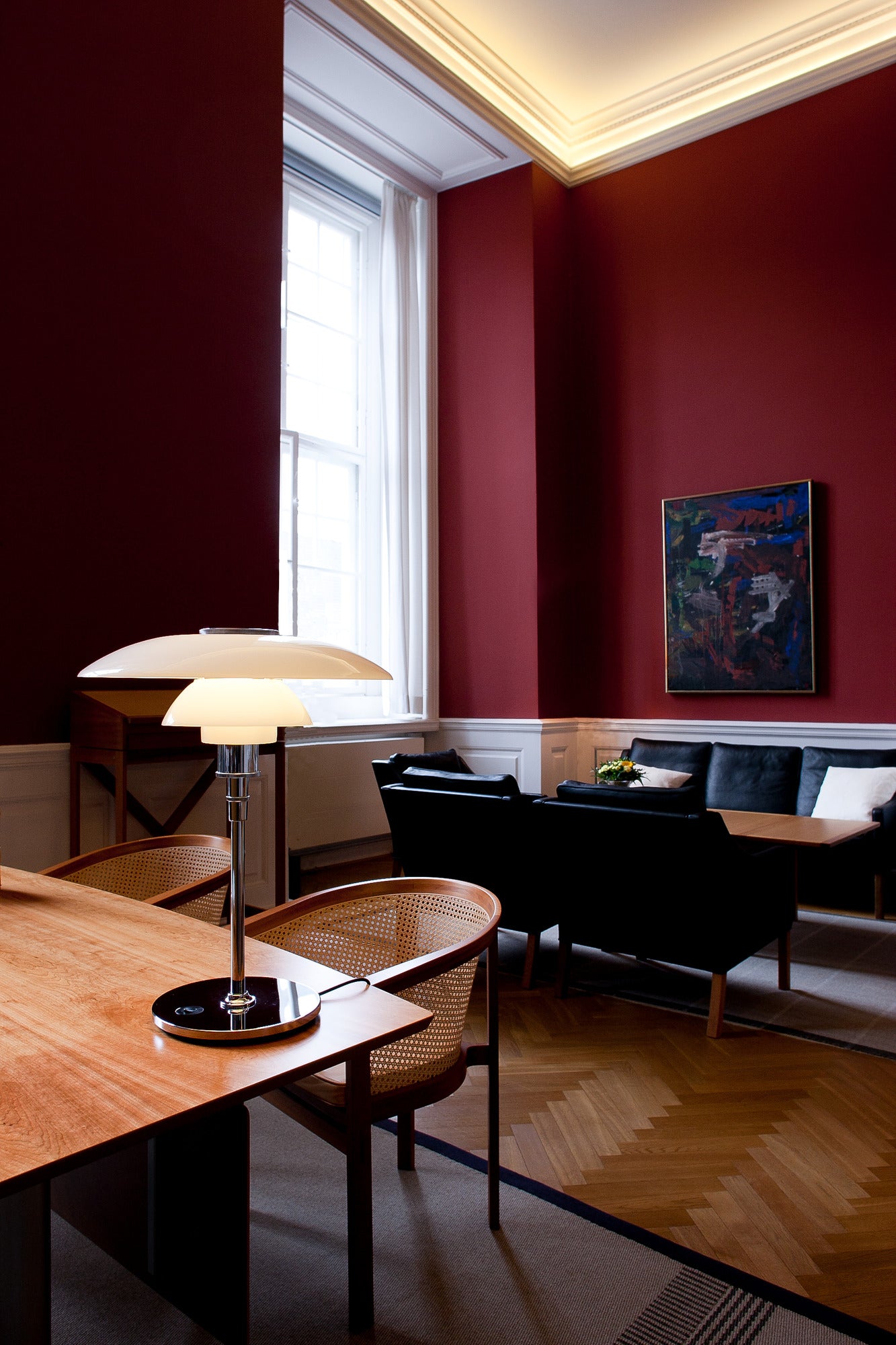 Tischlampe PH 4½-3½ weiß mit verchromtem Fuß