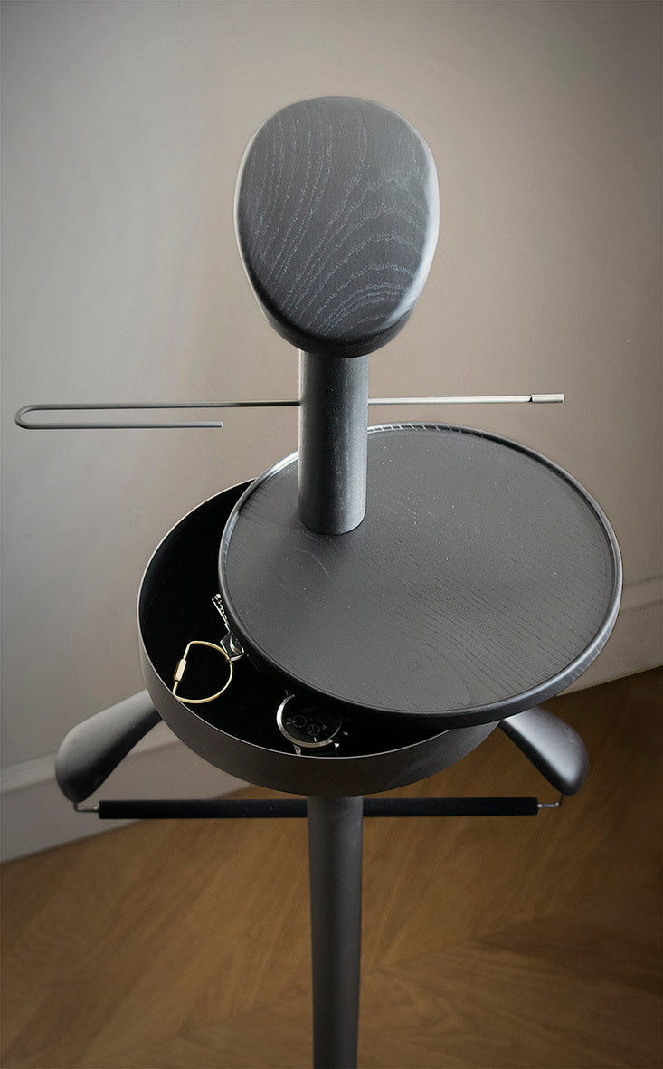 GALAN M Coat Rack black ash wood with black marble and graphite finish