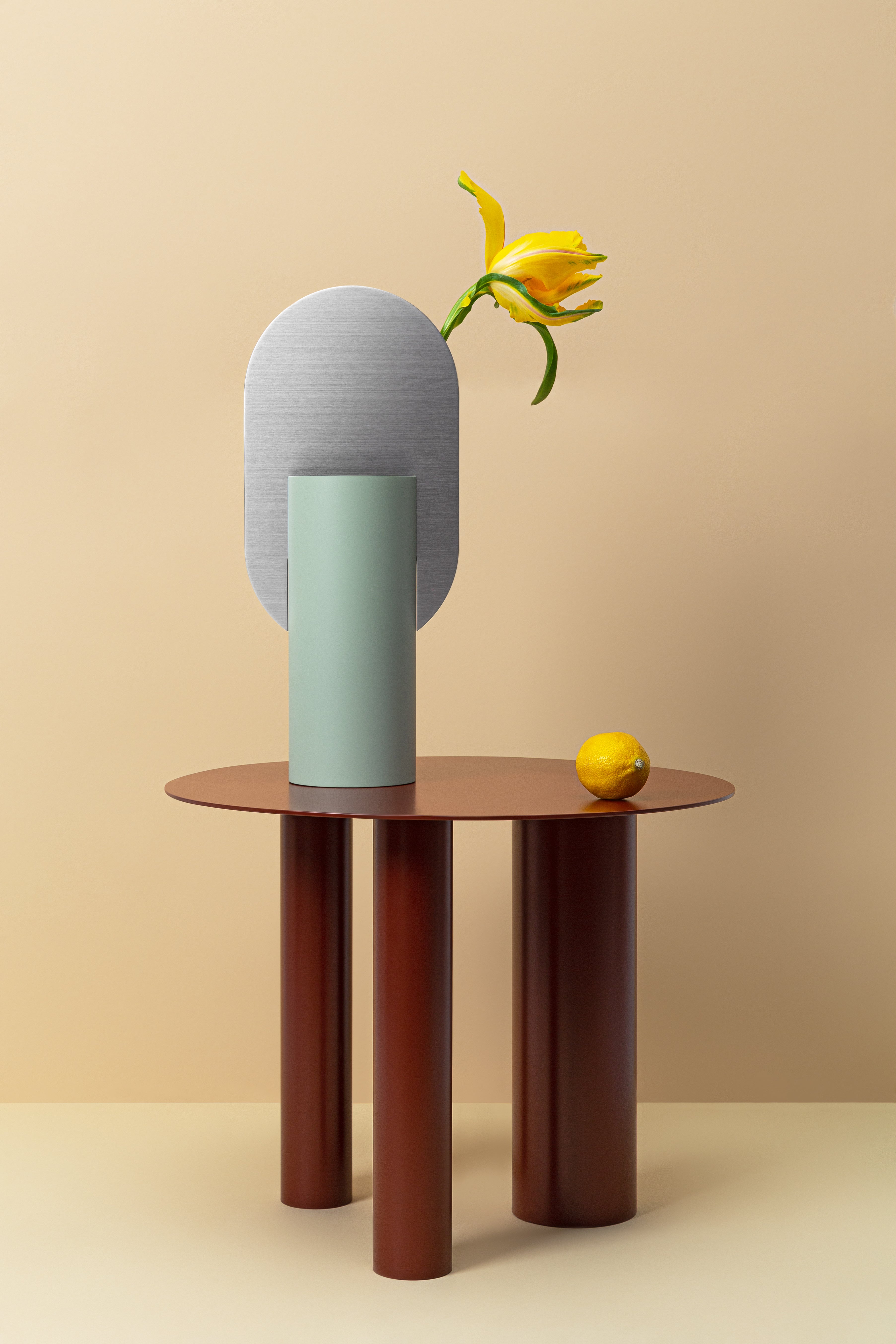 Vase GENKE grau-grün mit Stahl