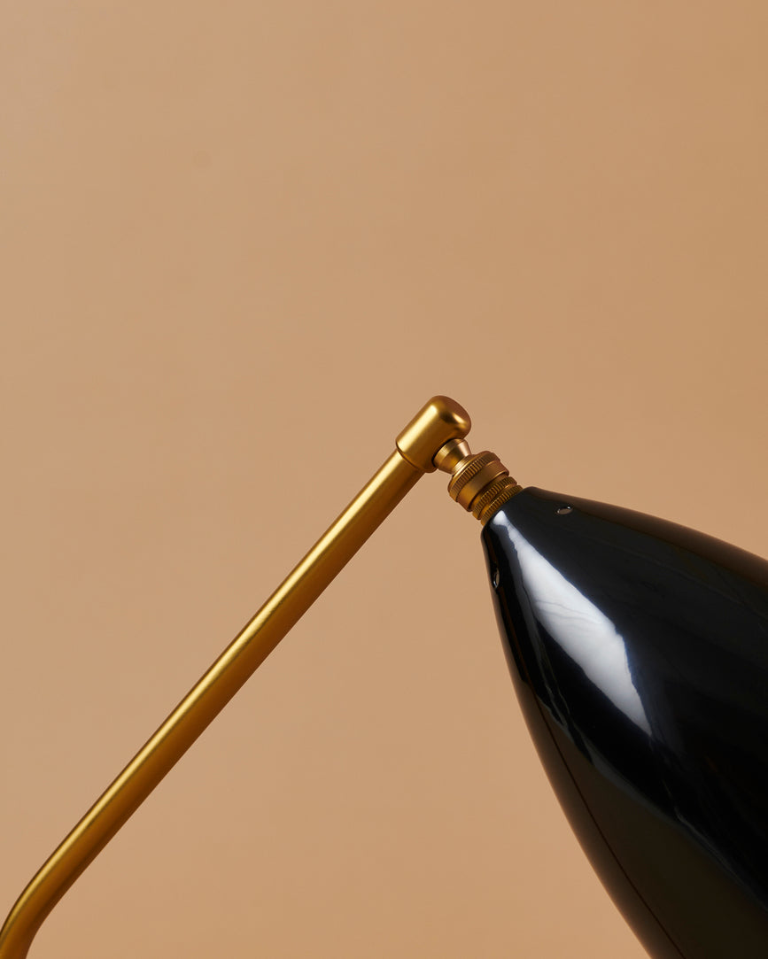Table lamp GRÄSHOPPA gray shade with gold base