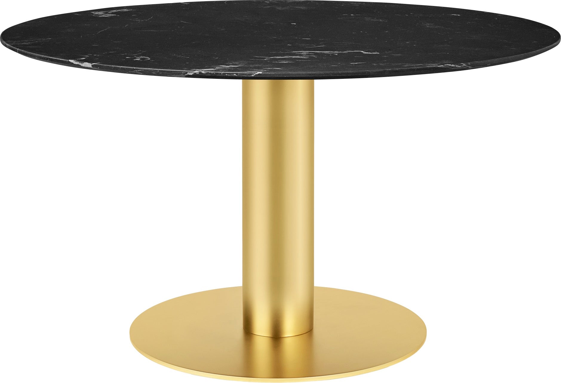 Runder Tisch 2.0 aus schwarzem Eschenholz mit goldenem Fuß