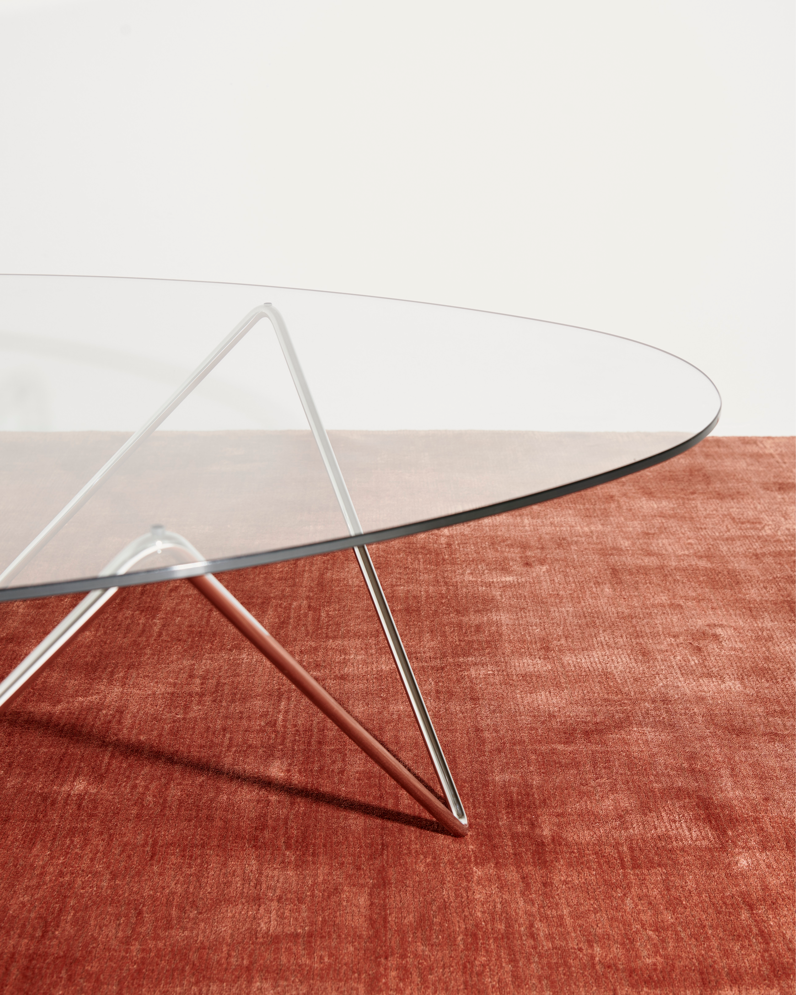 PEDRERA Coffee Table with Brown Glass and Chrome Base