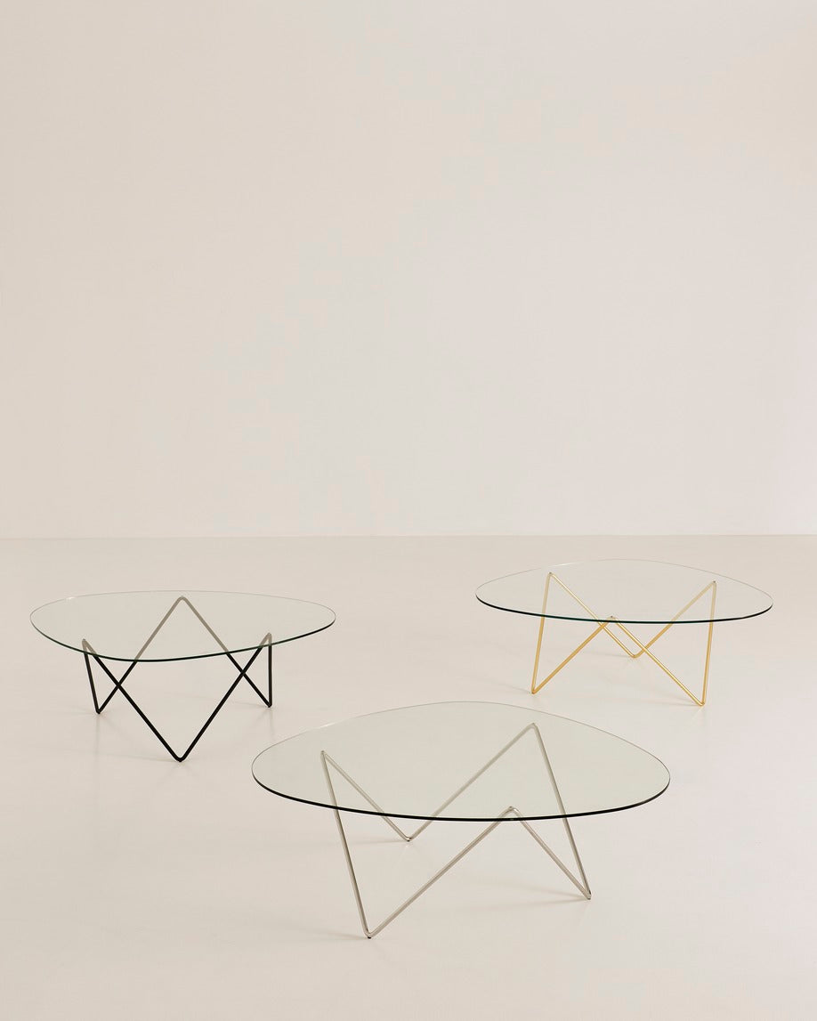 PEDRERA coffee table glass with black base