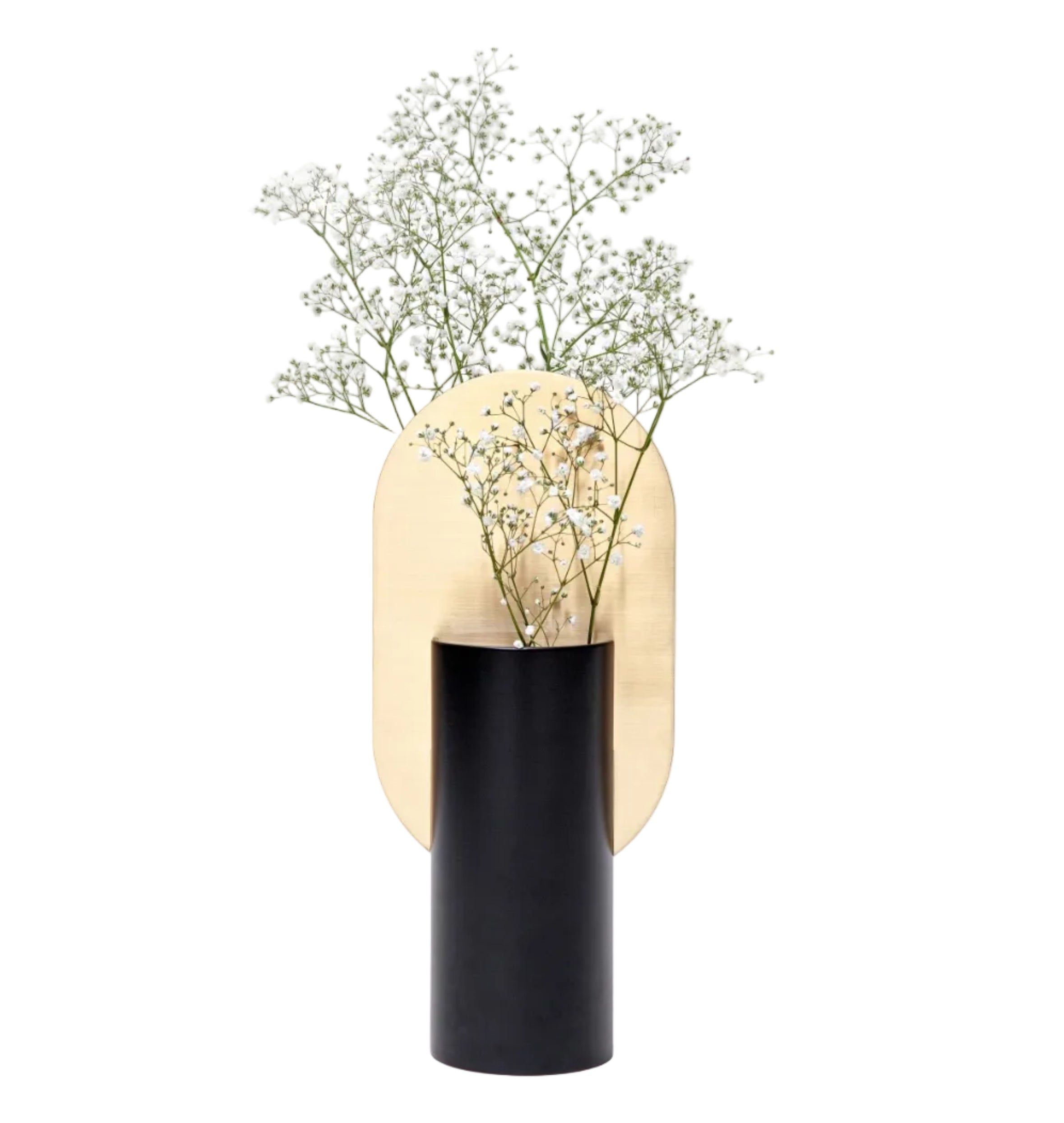 Vase GENKE schwarz mit Messing